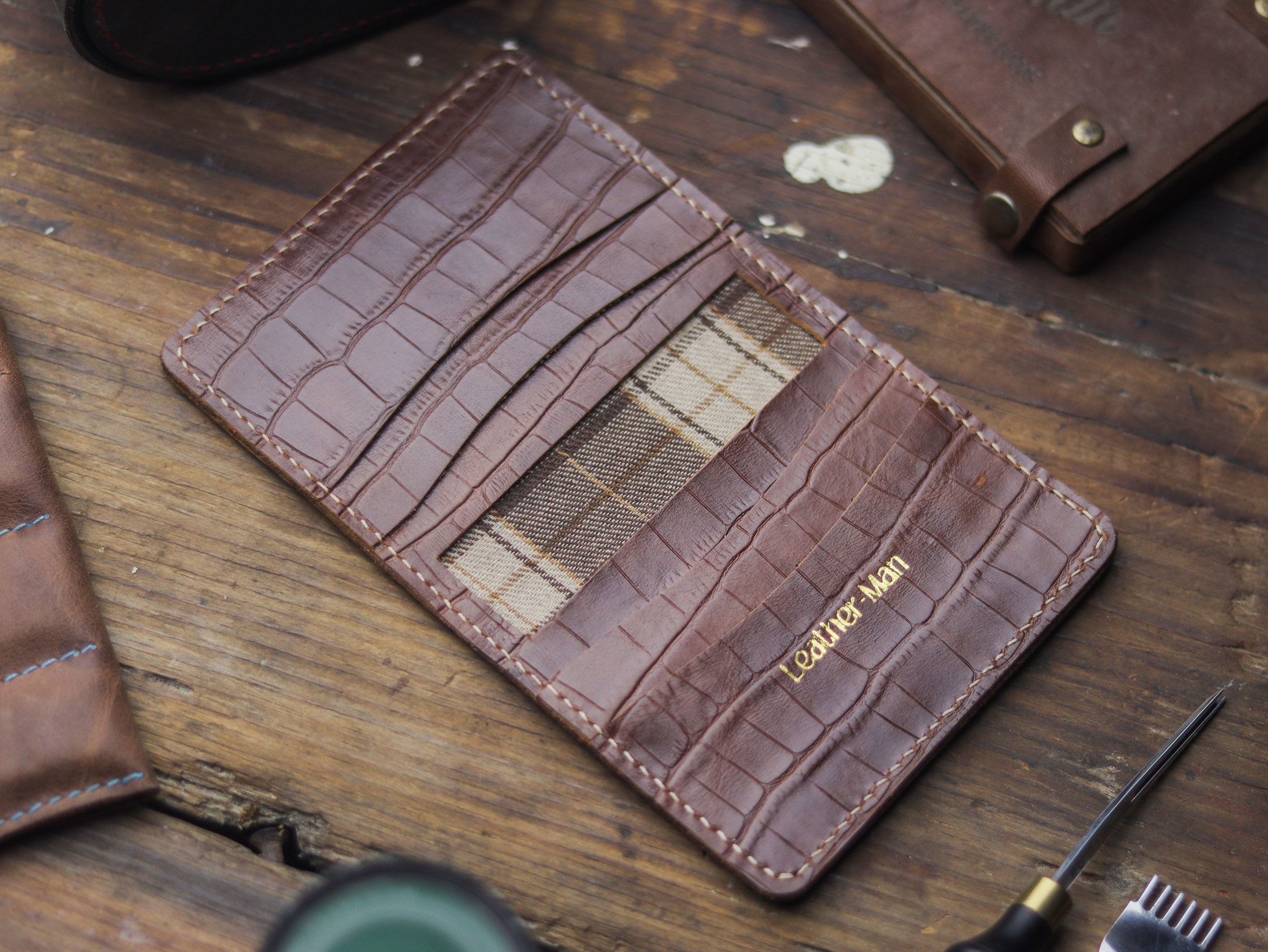 HAMPTON - C BIFOLD CARD HOLDER BROWN CROCO