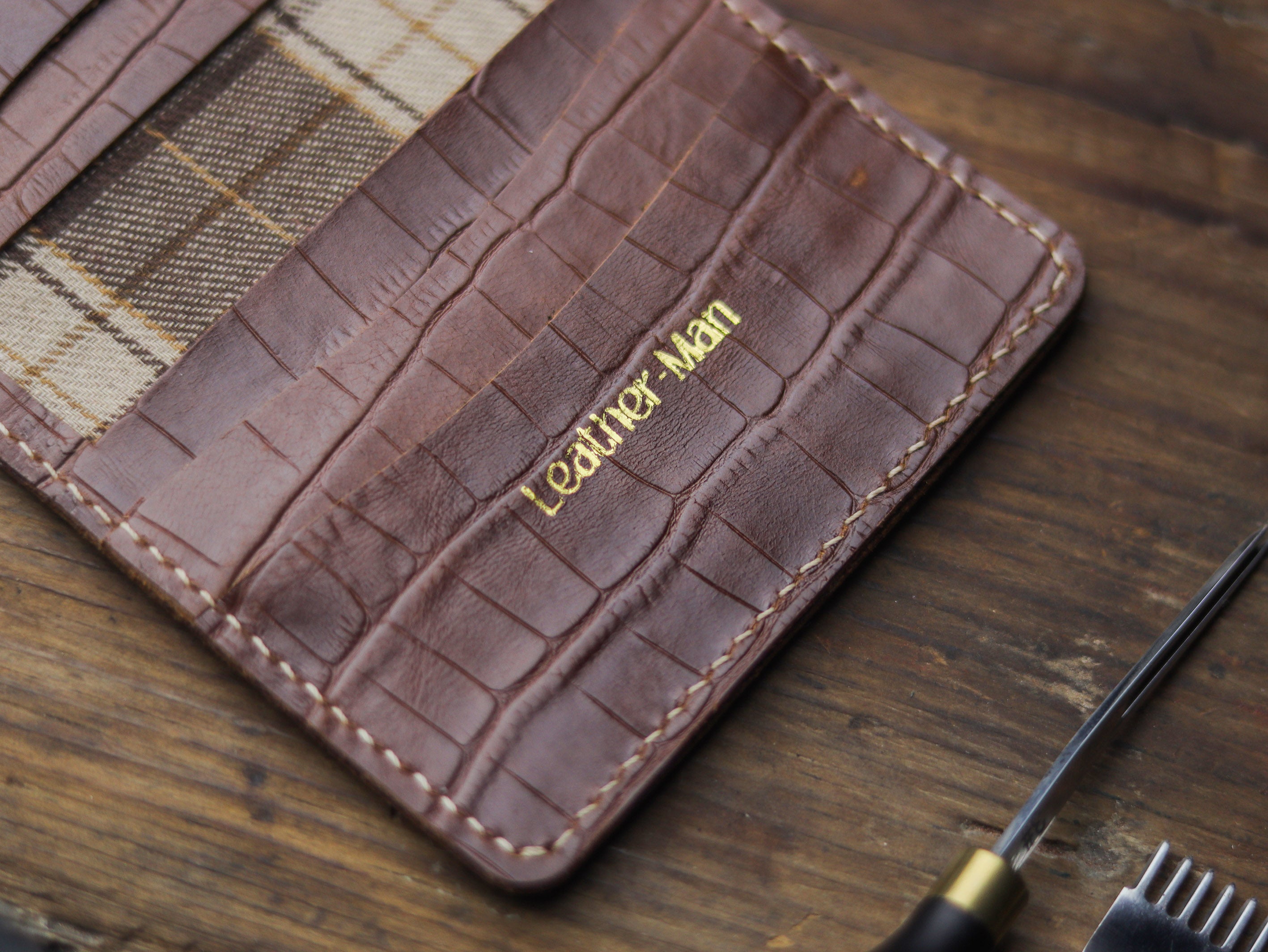 HAMPTON - C BIFOLD CARD HOLDER BROWN CROCO