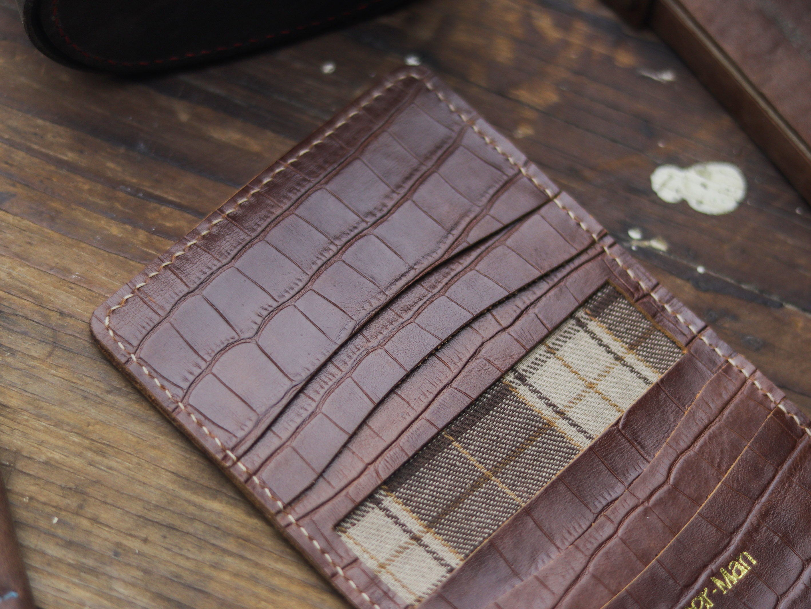 HAMPTON - C BIFOLD CARD HOLDER BROWN CROCO