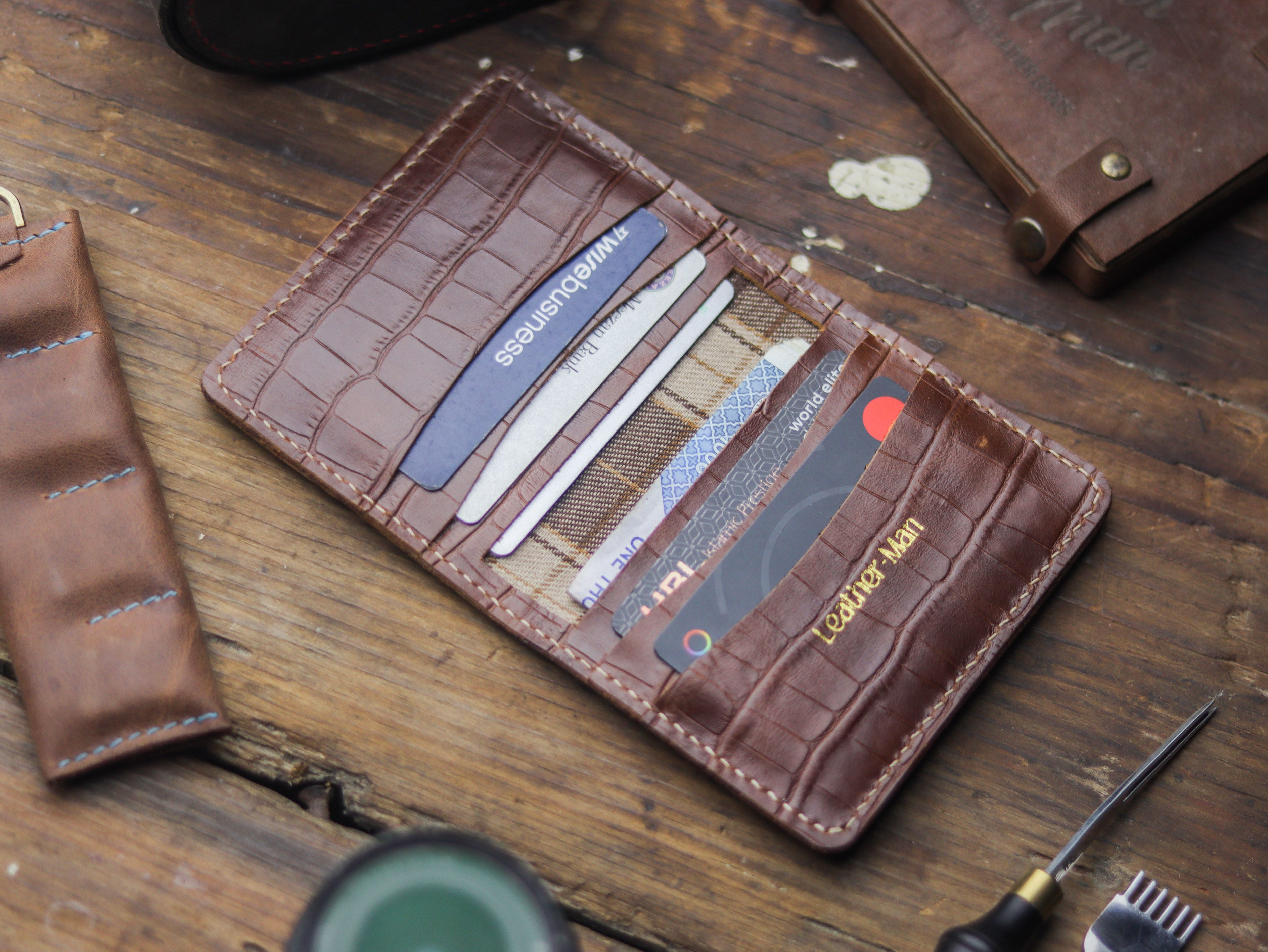 HAMPTON - C BIFOLD CARD HOLDER BROWN CROCO