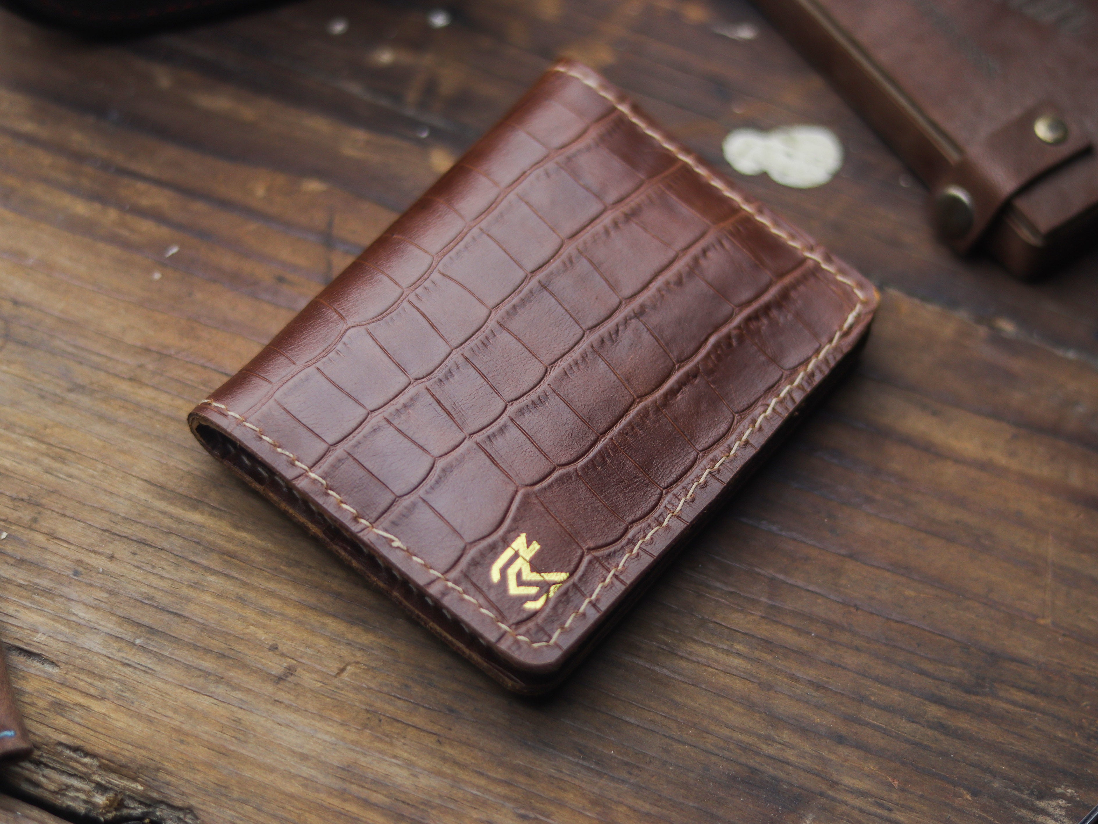 HAMPTON - C BIFOLD CARD HOLDER BROWN CROCO