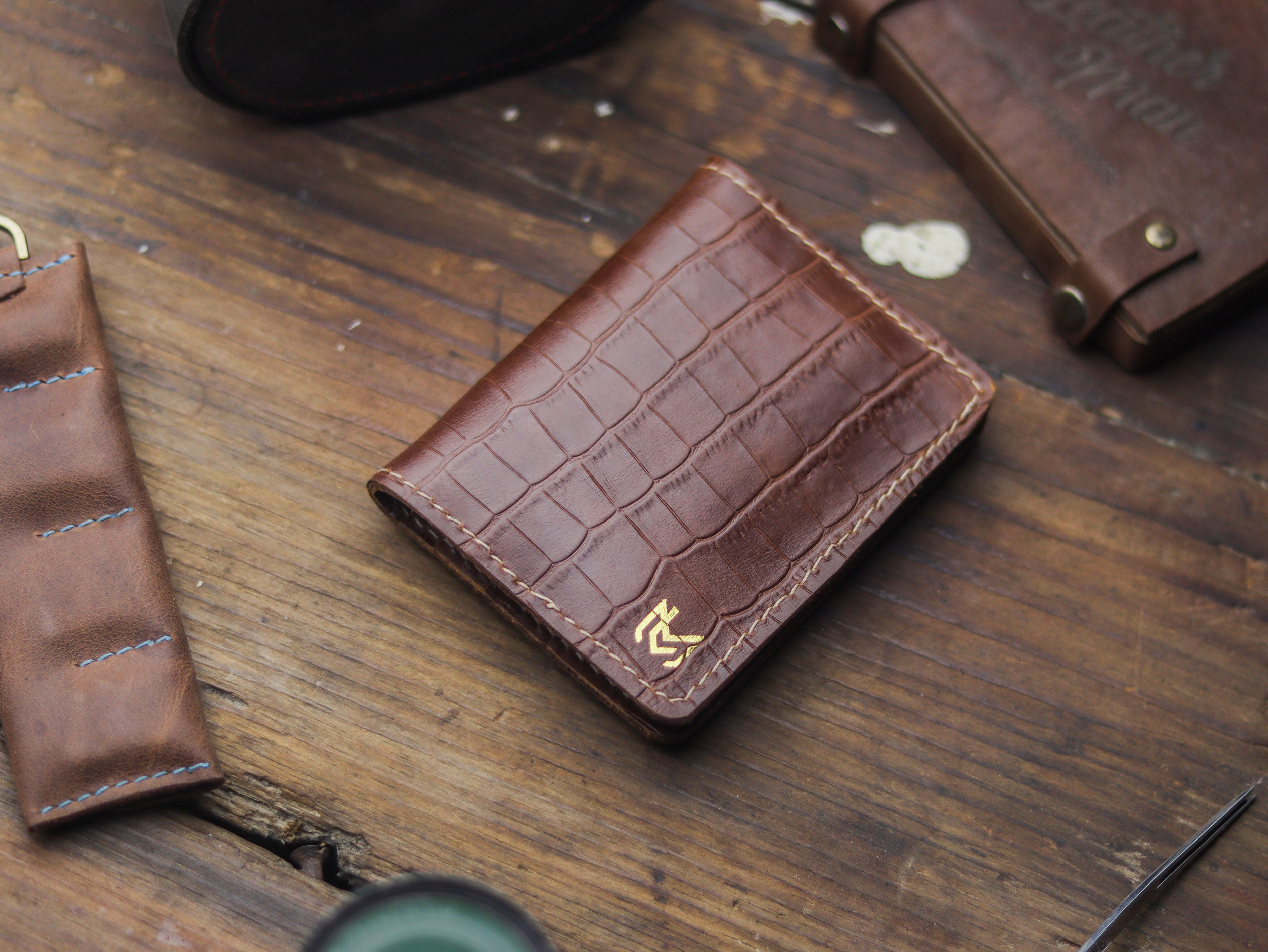 HAMPTON - C BIFOLD CARD HOLDER BROWN CROCO