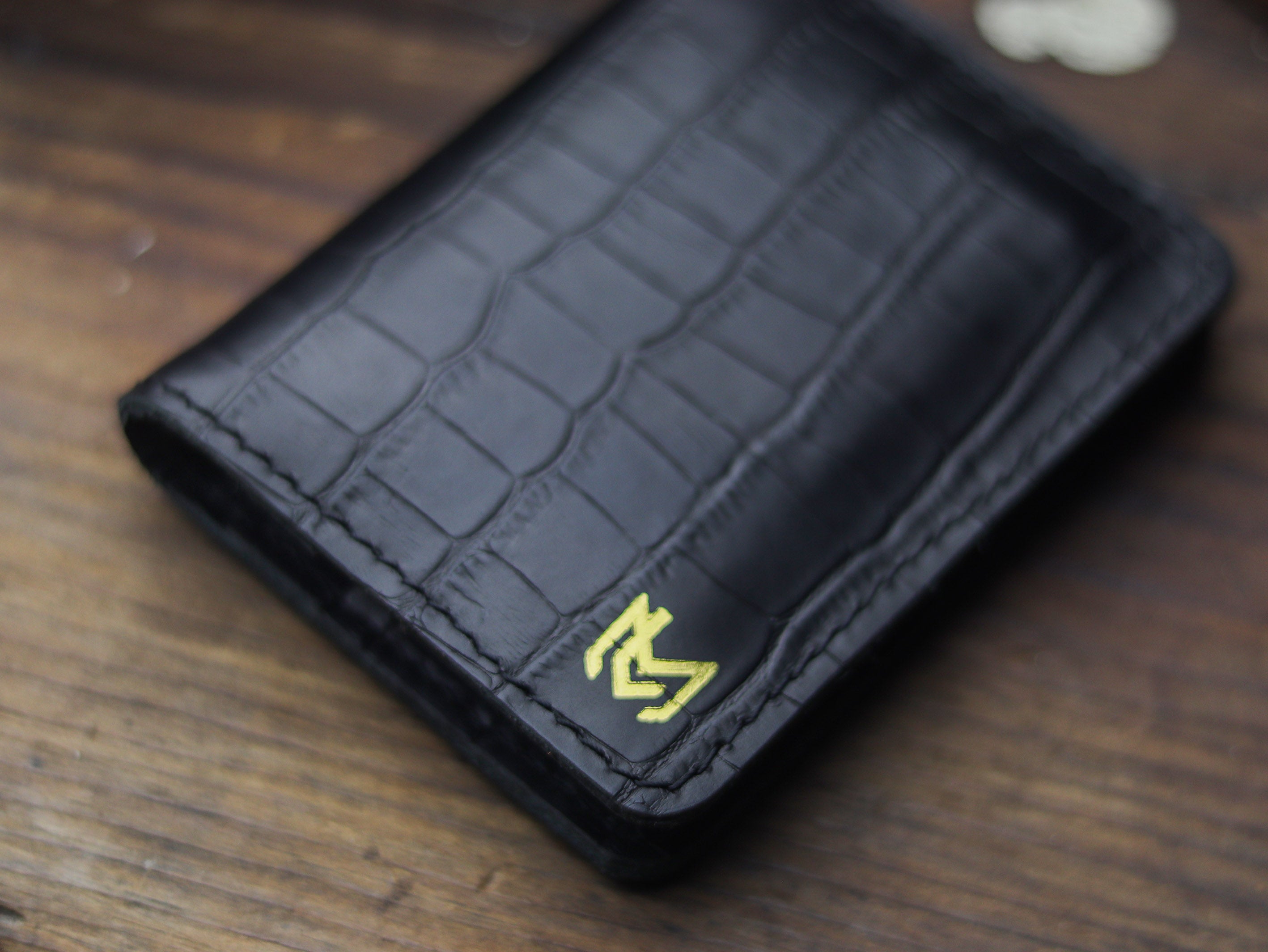 HAMPTON - C BIFOLD CARD HOLDER BLACK CROCO