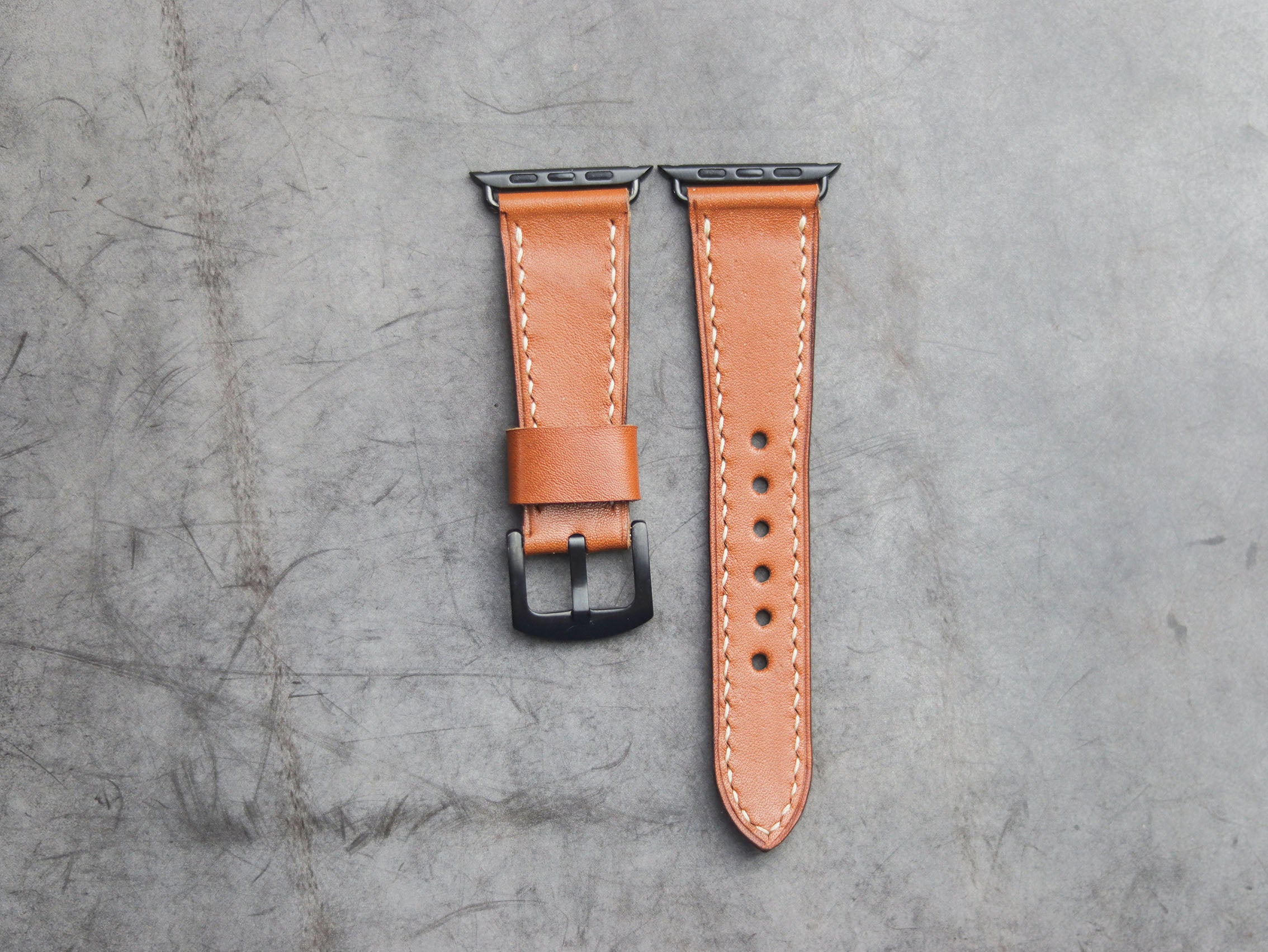 TAN BROWN FULL STITCHED HAND-CRAFTED APPLE WATCH STRAPS