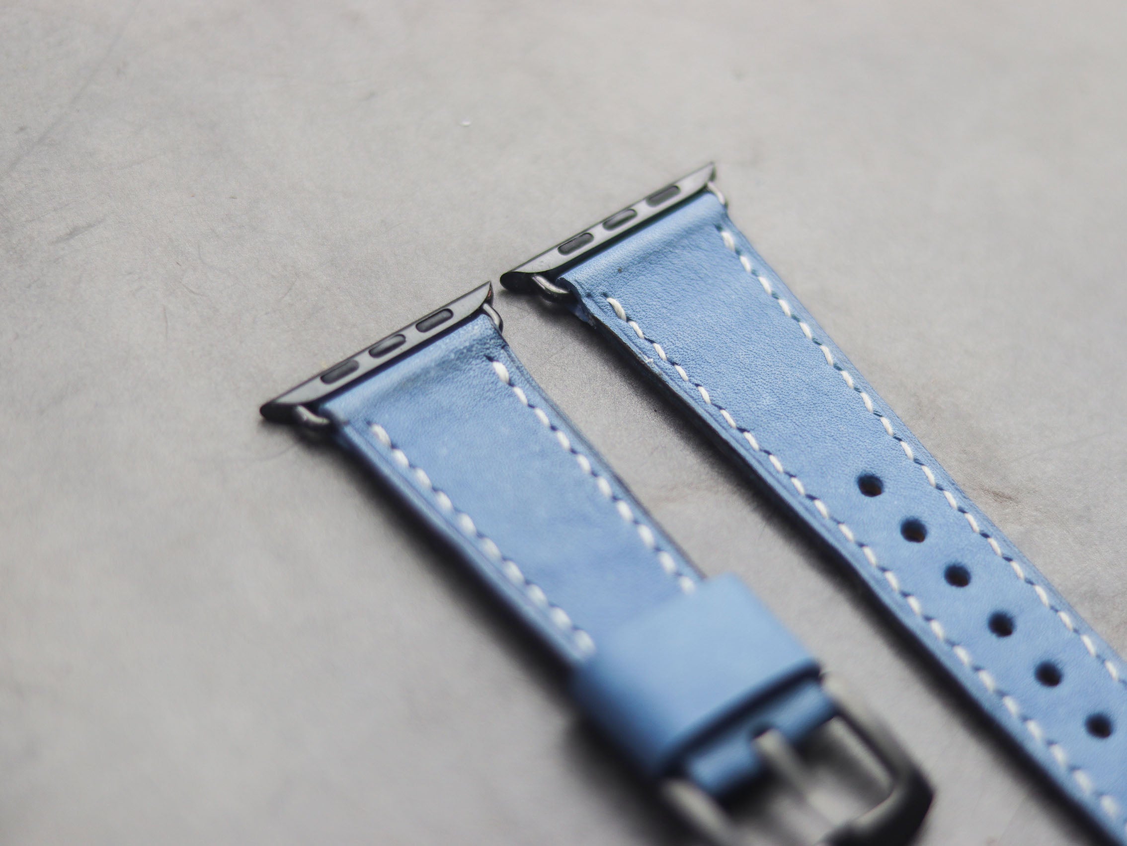 CAROLINE BLUE FULL STITCHED HAND-CRAFTED APPLE WATCH STRAPS