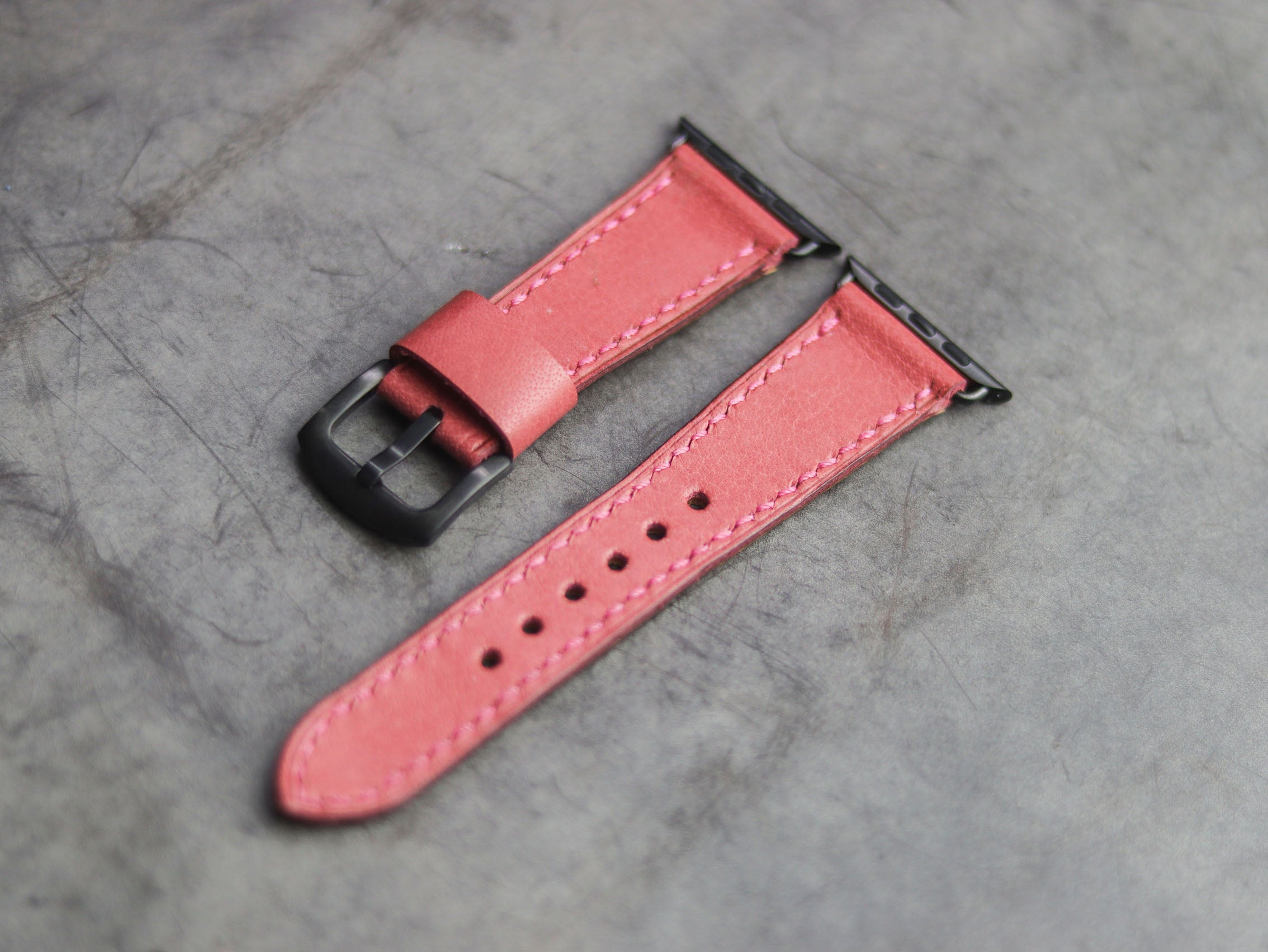FLAMINGO PINK FULL STITCHED HAND-CRAFTED APPLE WATCH STRAPS
