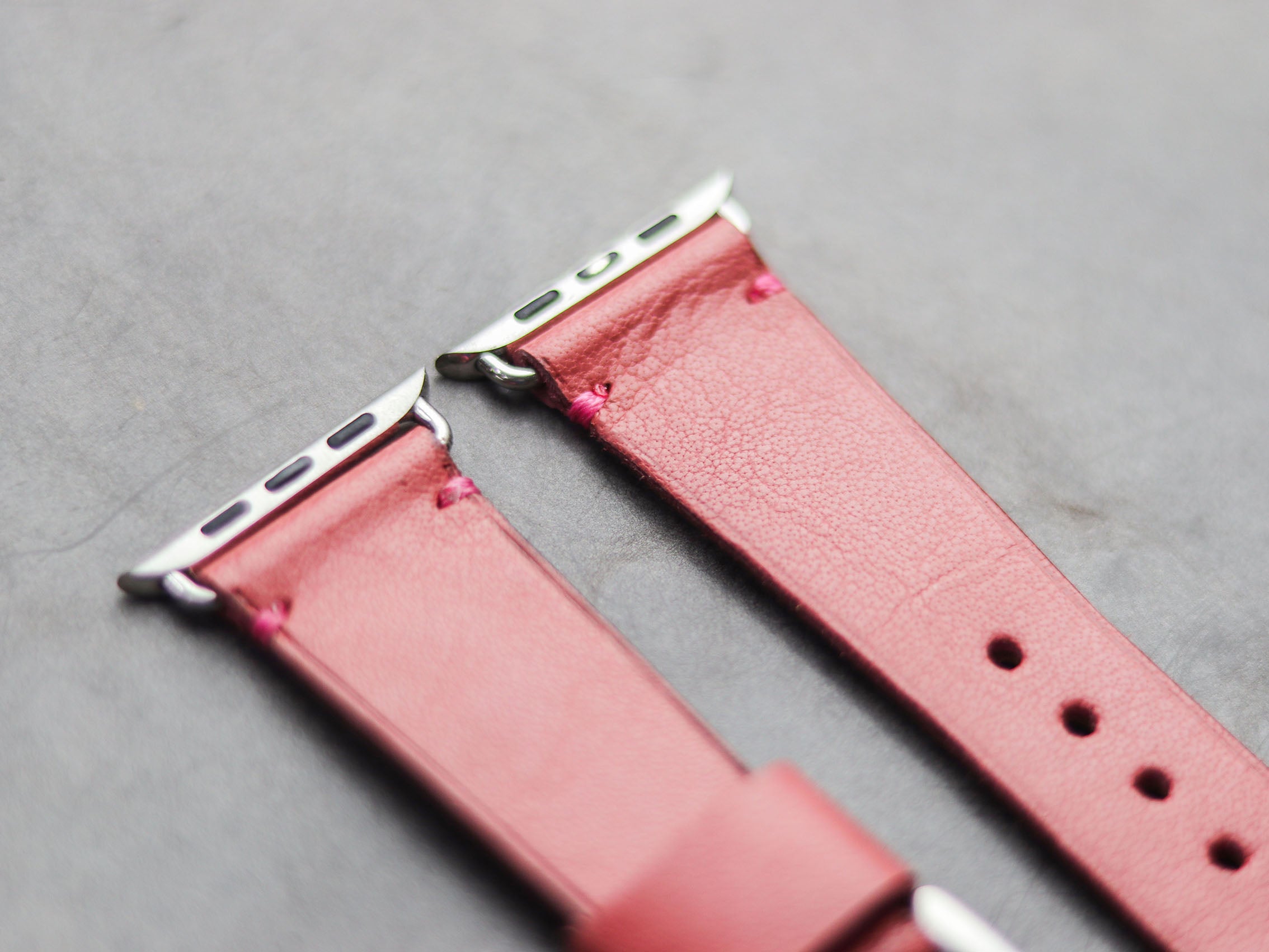 FLAMINGO PINK MINIMAL STITCHED HAND-CRAFTED APPLE WATCH STRAPS