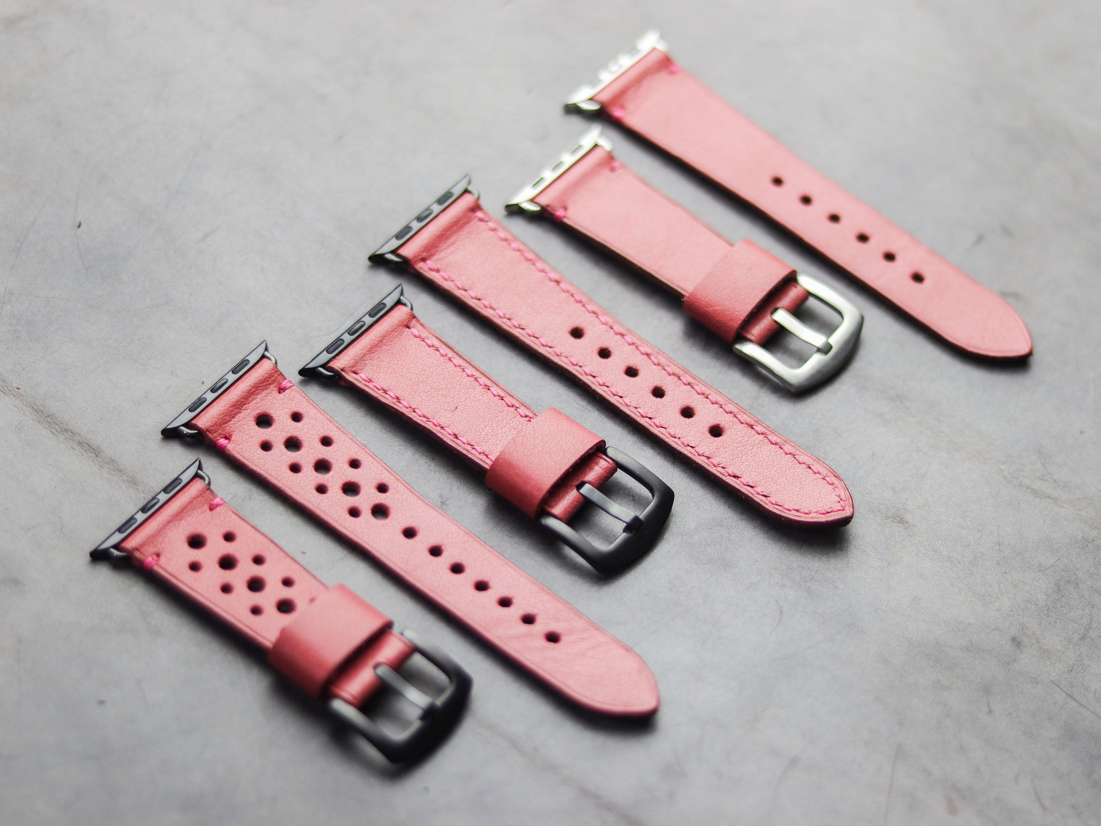 FLAMINGO PINK FULL STITCHED HAND-CRAFTED APPLE WATCH STRAPS