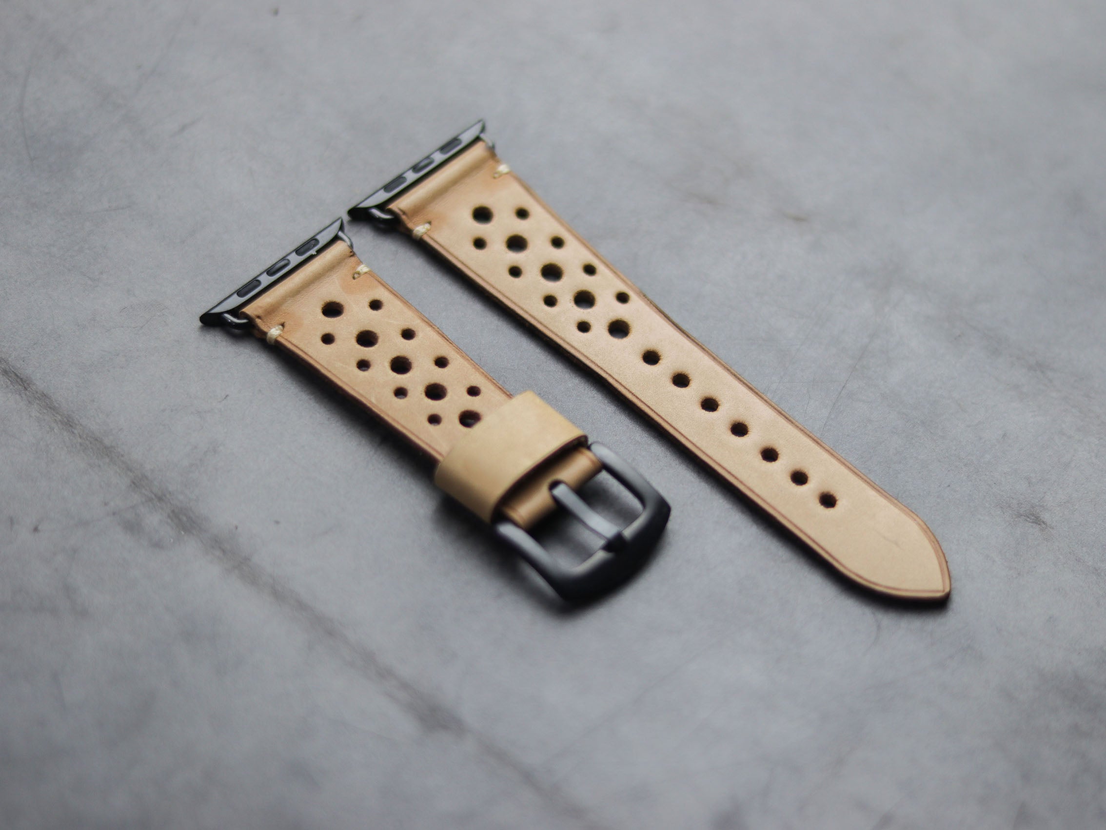 NATURAL BUTTERO RALLY HAND-CRAFTED APPLE WATCH STRAPS