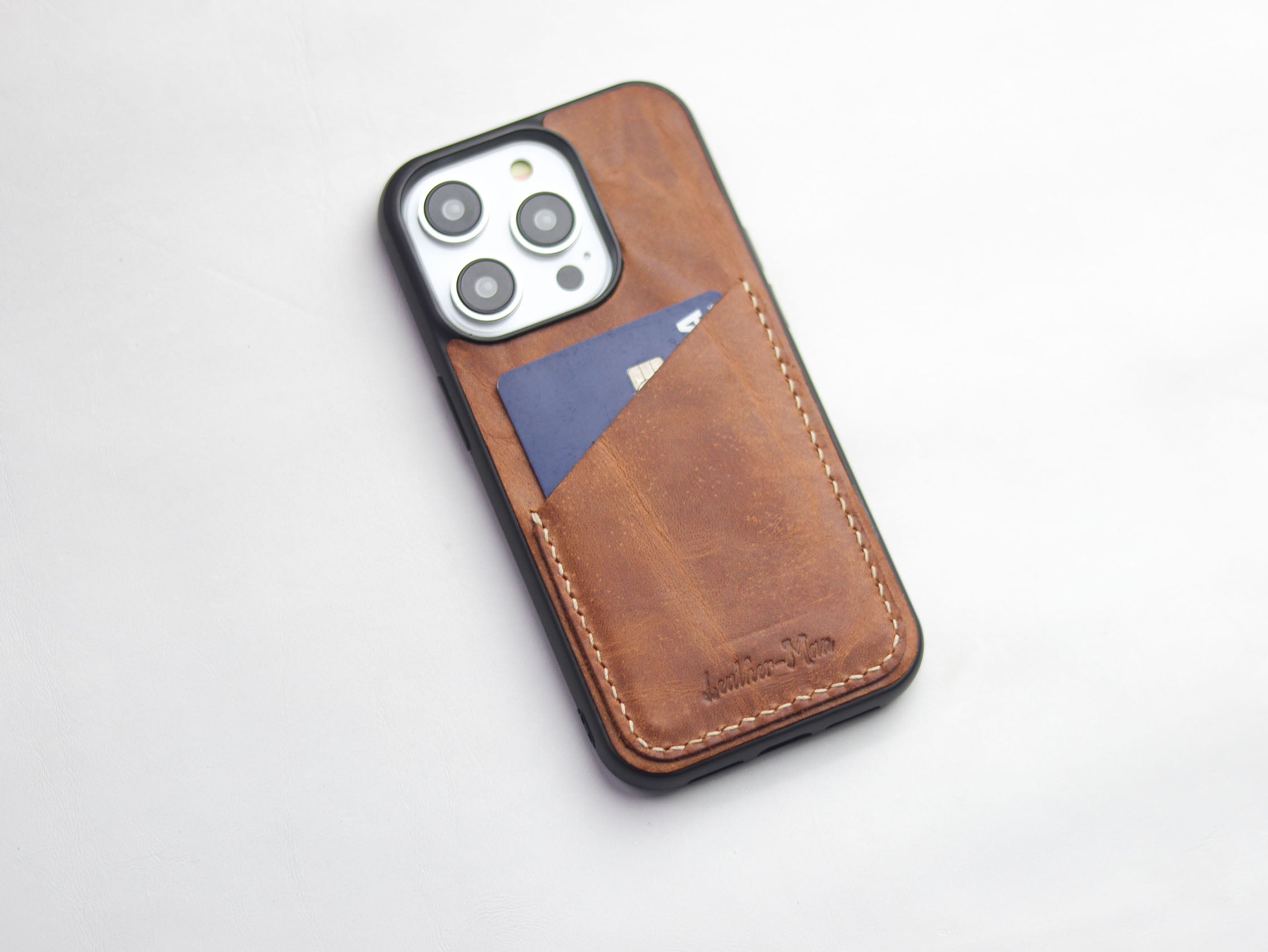 CARAMEL BROWN LEATHER WALLET PHONE CASE