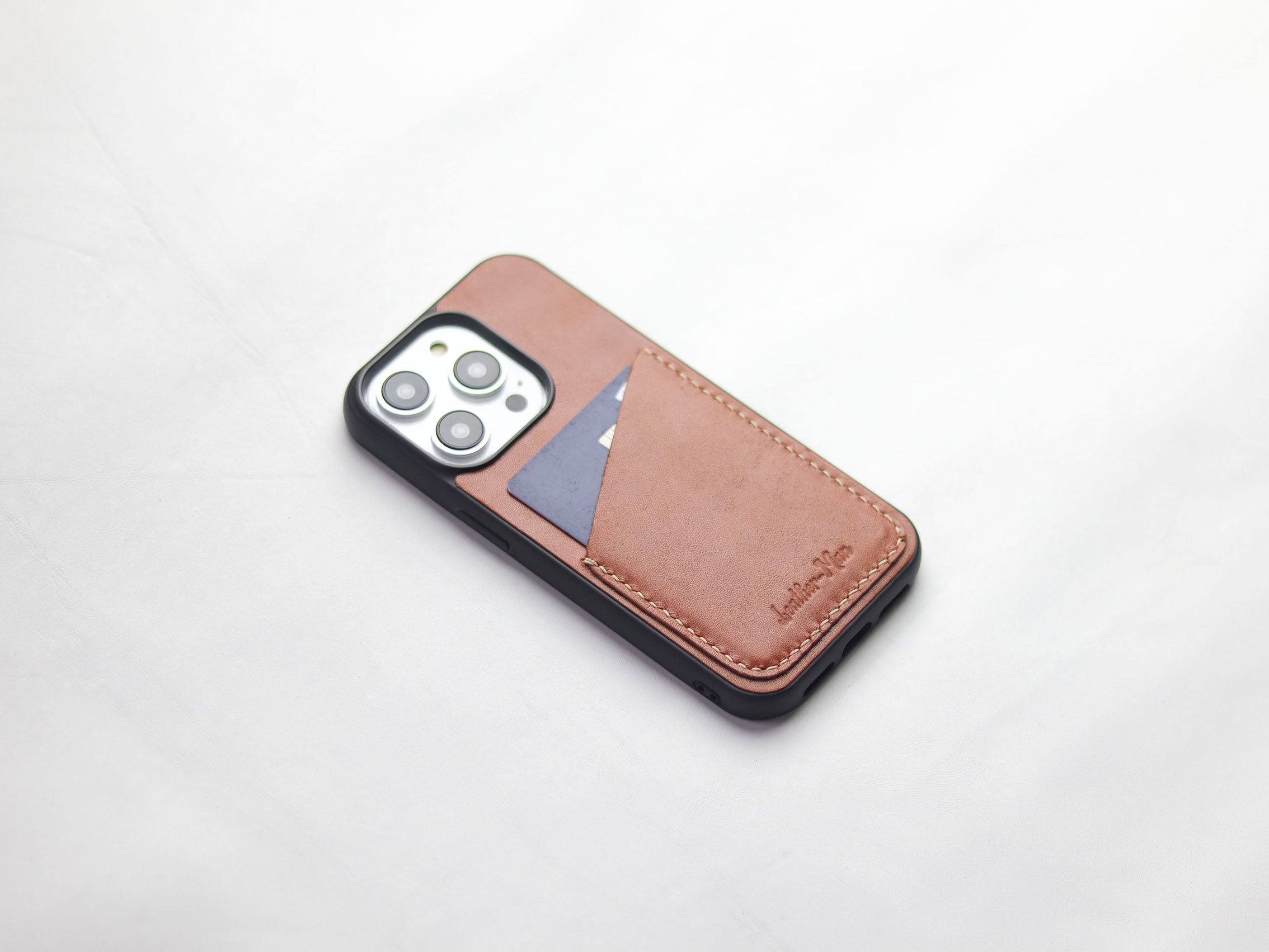 TAN BROWN LEATHER WALLET PHONE CASE