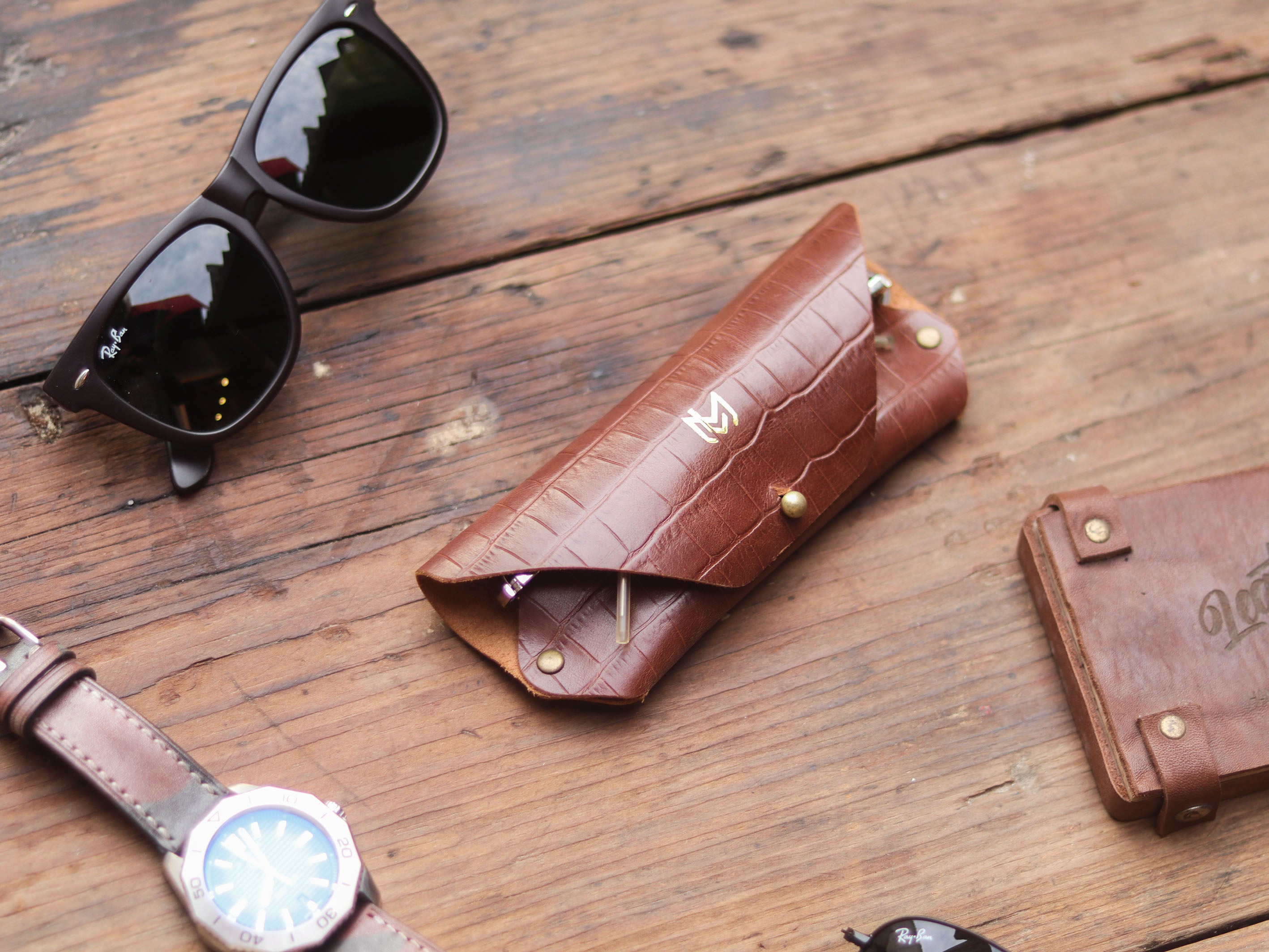 SG-1 SUNGLASSES CASE - BROWN CROCO