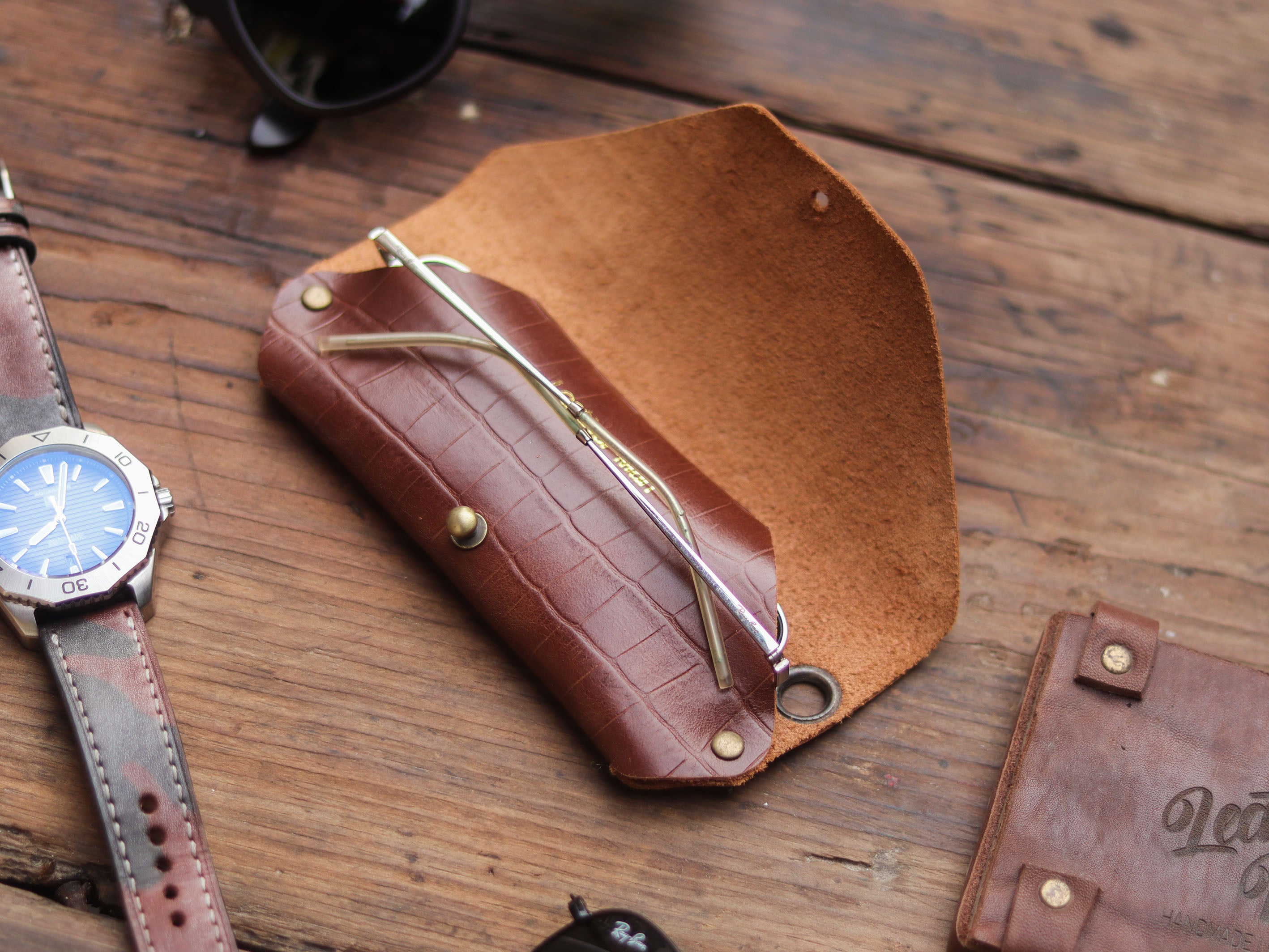 SG-1 SUNGLASSES CASE - BROWN CROCO