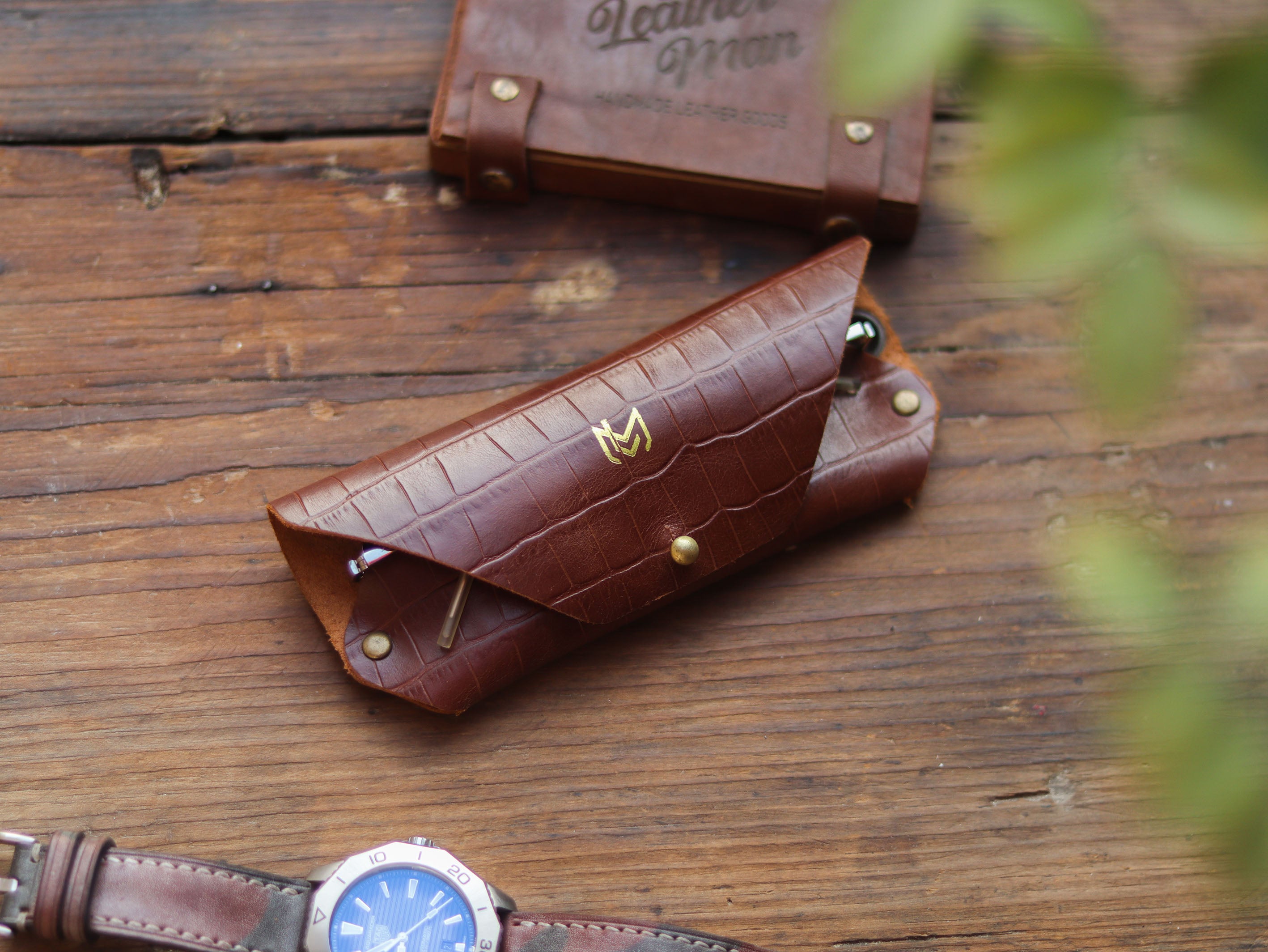 SG-1 SUNGLASSES CASE - BROWN CROCO