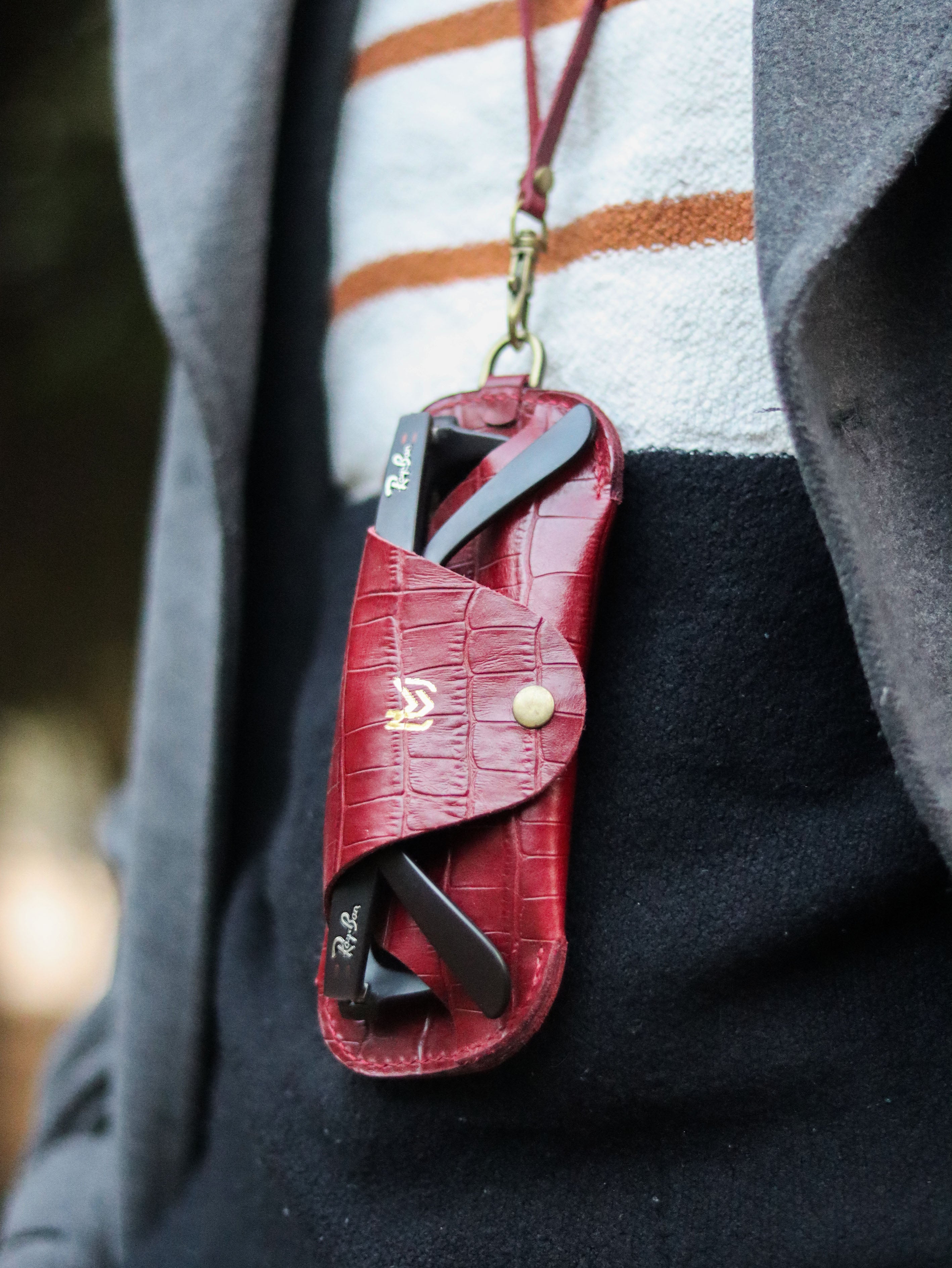 SG-2 SUNGLASSES CASE - BURGUNDY CROCO