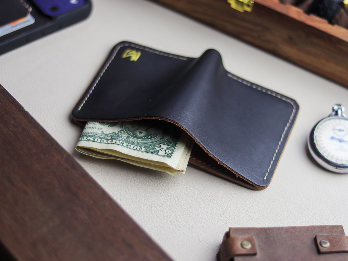 TRIDENT MINI - HORWEEN BLACK VEG TAN LEATHER
