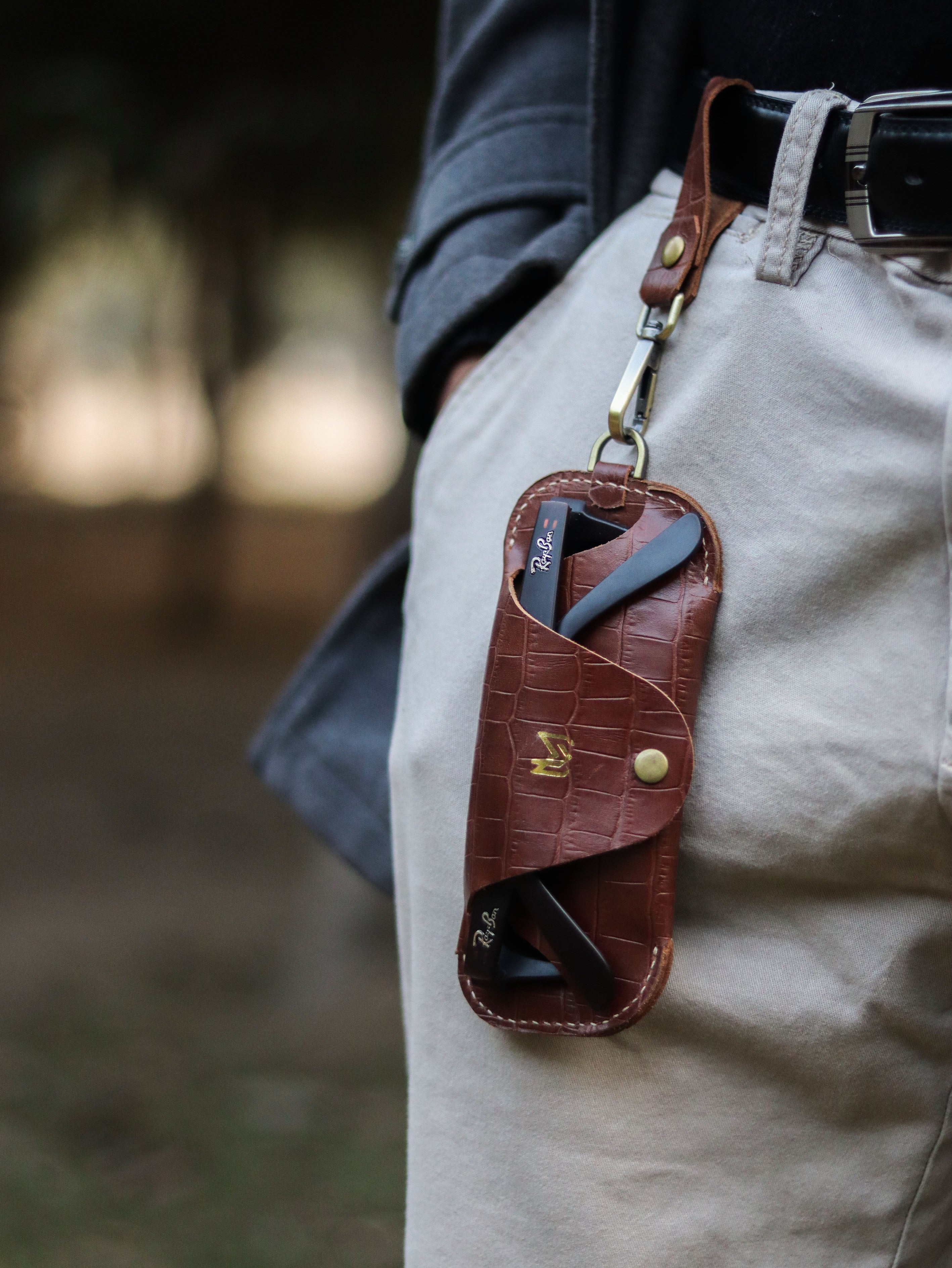 SG-2 SUNGLASSES CASE - BROWN CROCO