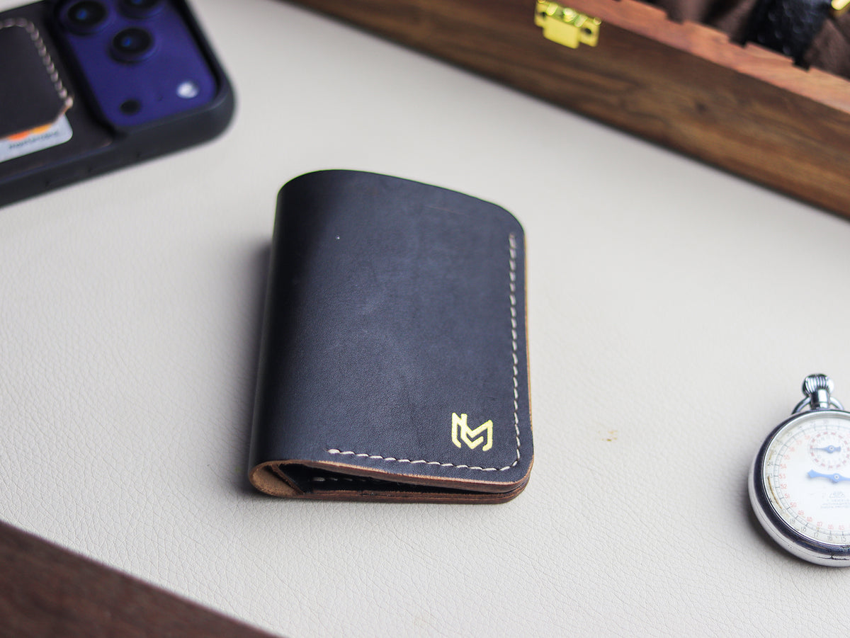 TRIDENT MINI - HORWEEN BLACK VEG TAN LEATHER