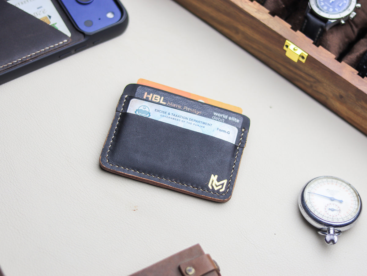 MINIMAL CLASSIC -  HORWEEN BLACK VEG TAN LEATHER