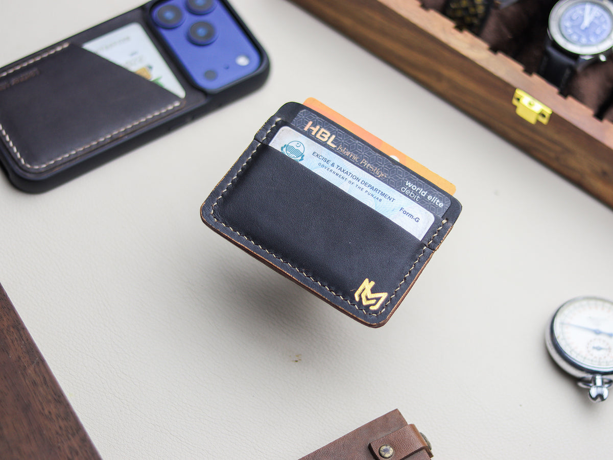 MINIMAL CLASSIC -  HORWEEN BLACK VEG TAN LEATHER