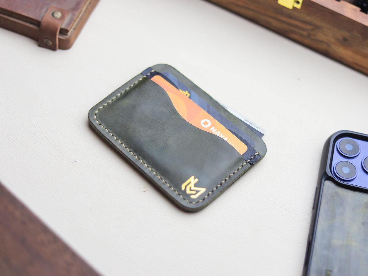 MINIMAL - BASIL GREEN VEG WAX PULL UP LEATHER