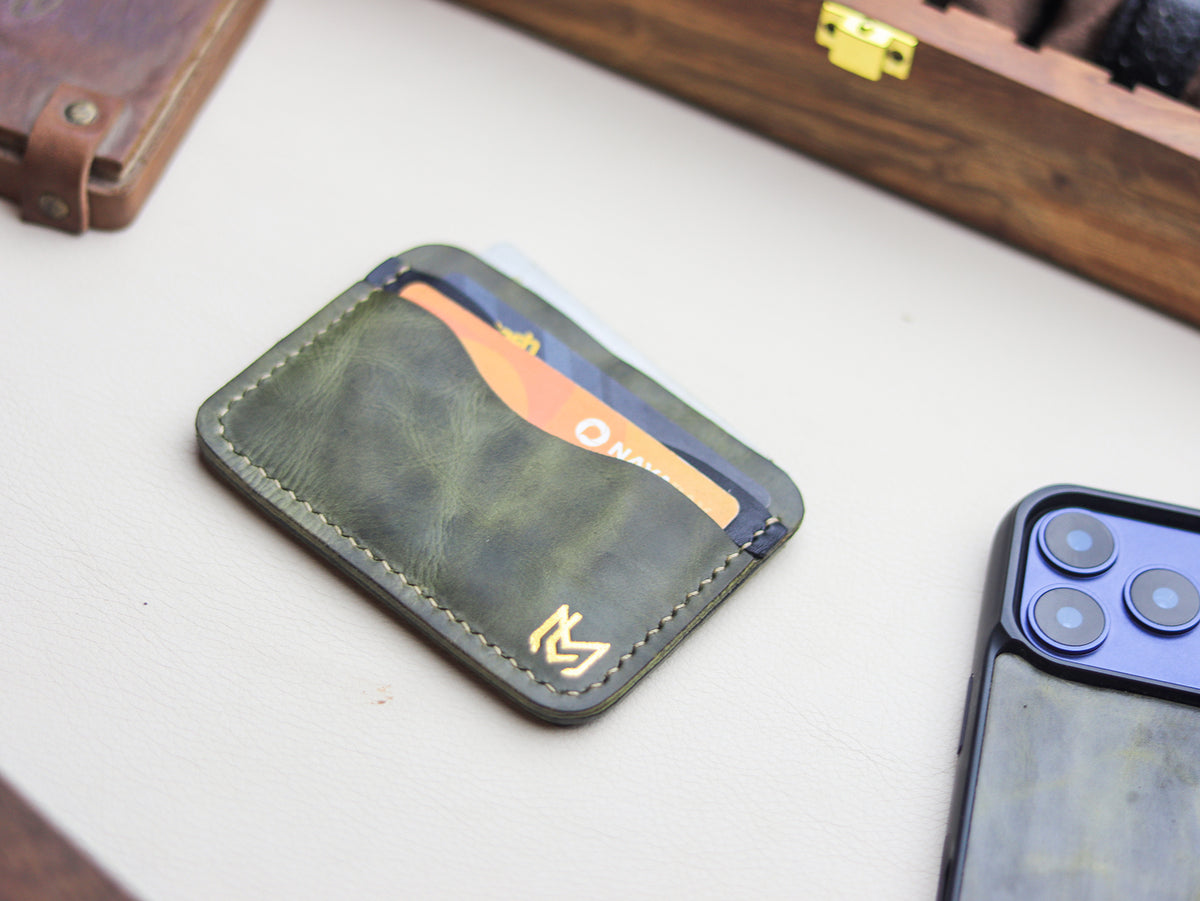 MINIMAL - BASIL GREEN VEG WAX PULL UP LEATHER