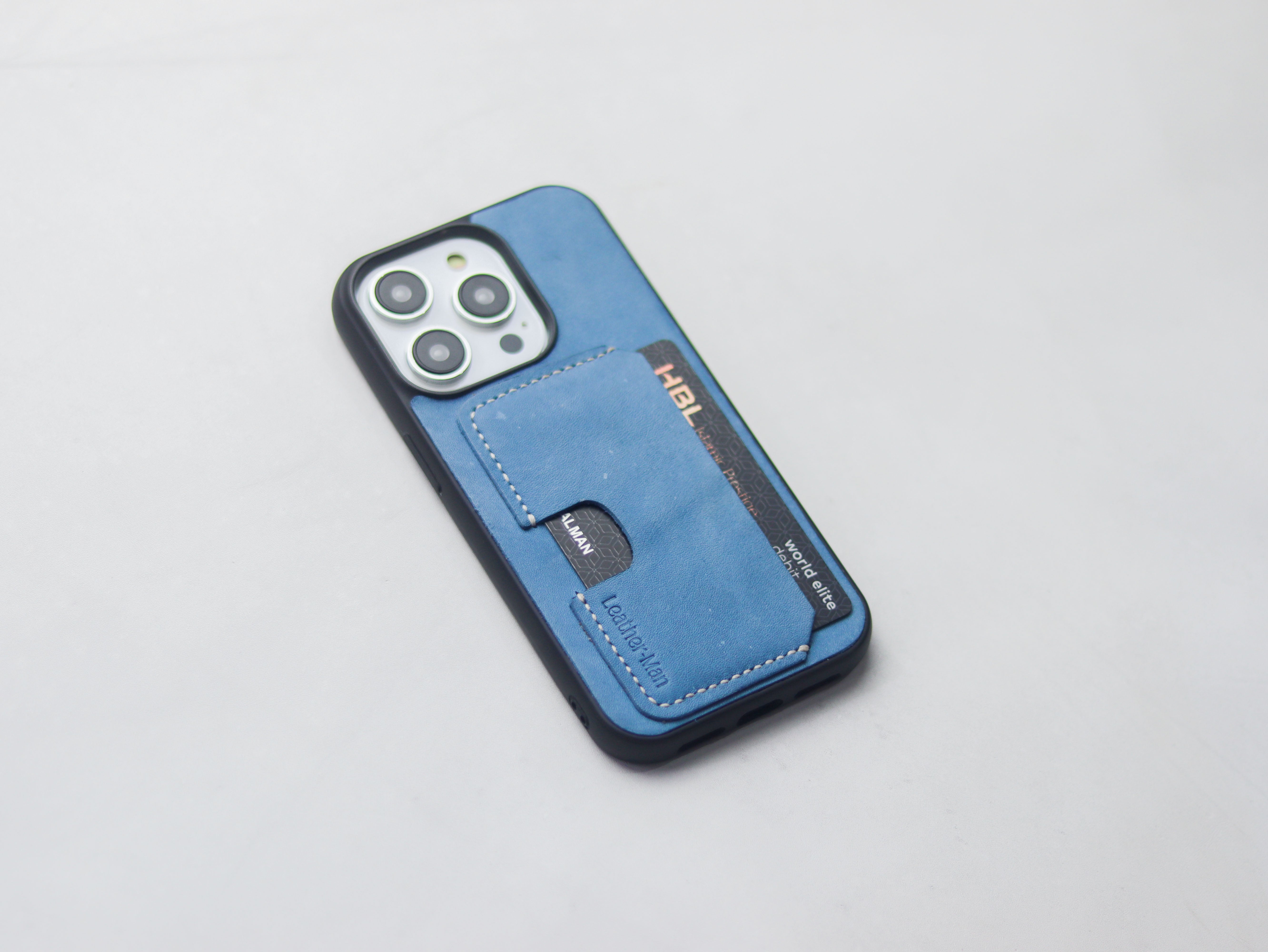 CAROLINE BLUE LEATHER - WALLET PHONE CASE