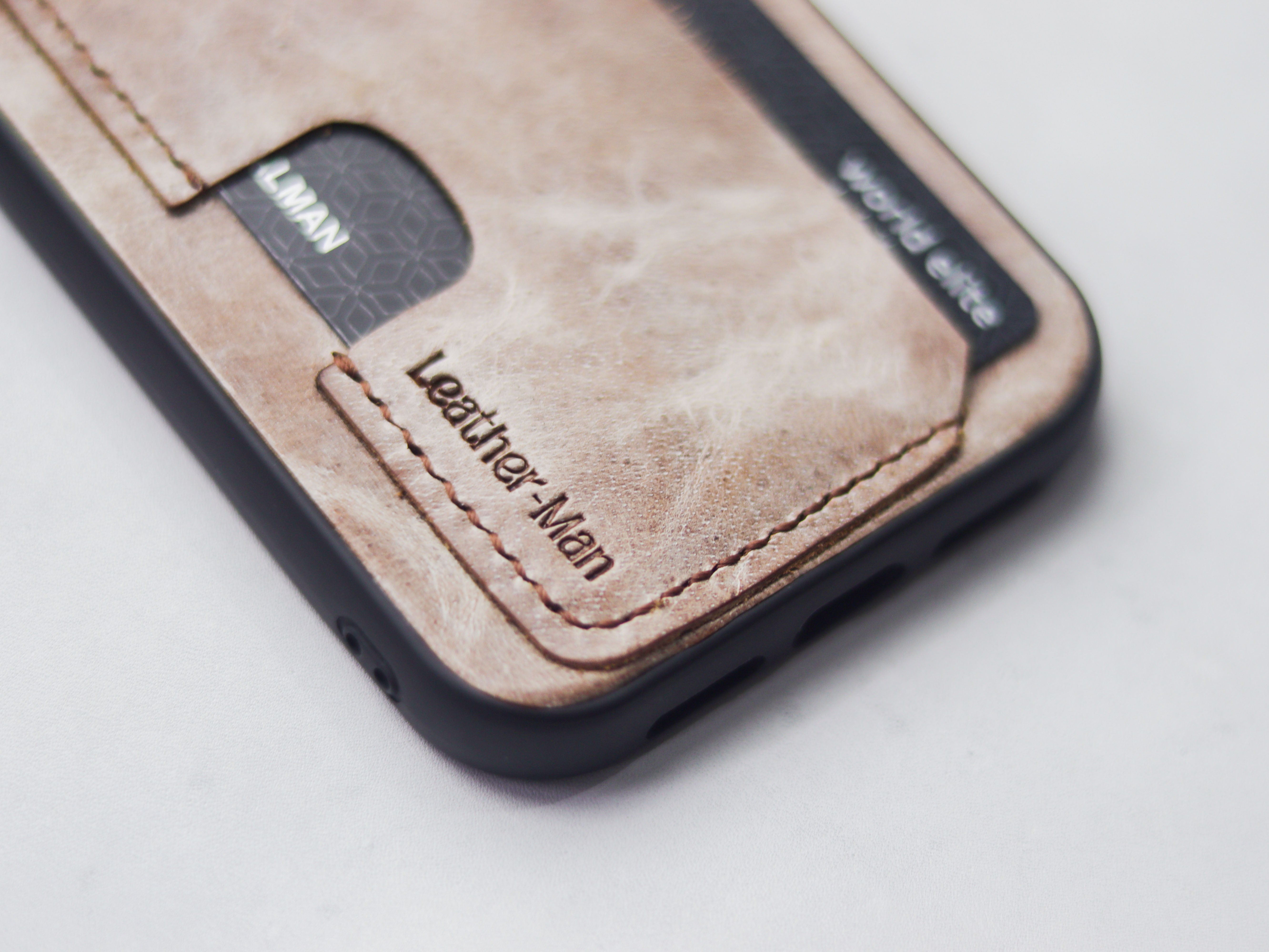 MARBLE BROWN LEATHER - WALLET PHONE CASE
