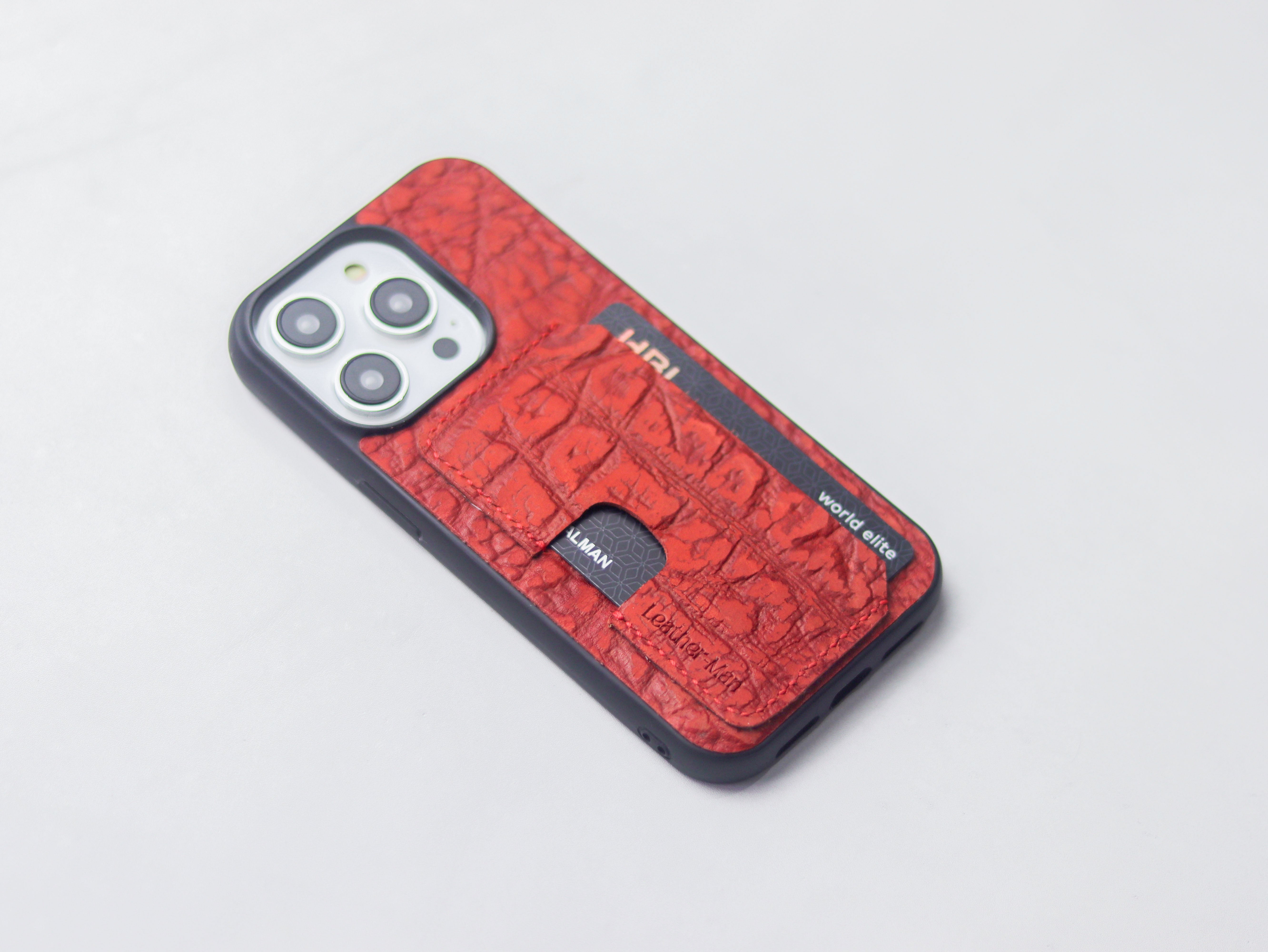 TEXTURED RED LEATHER - WALLET PHONE CASE