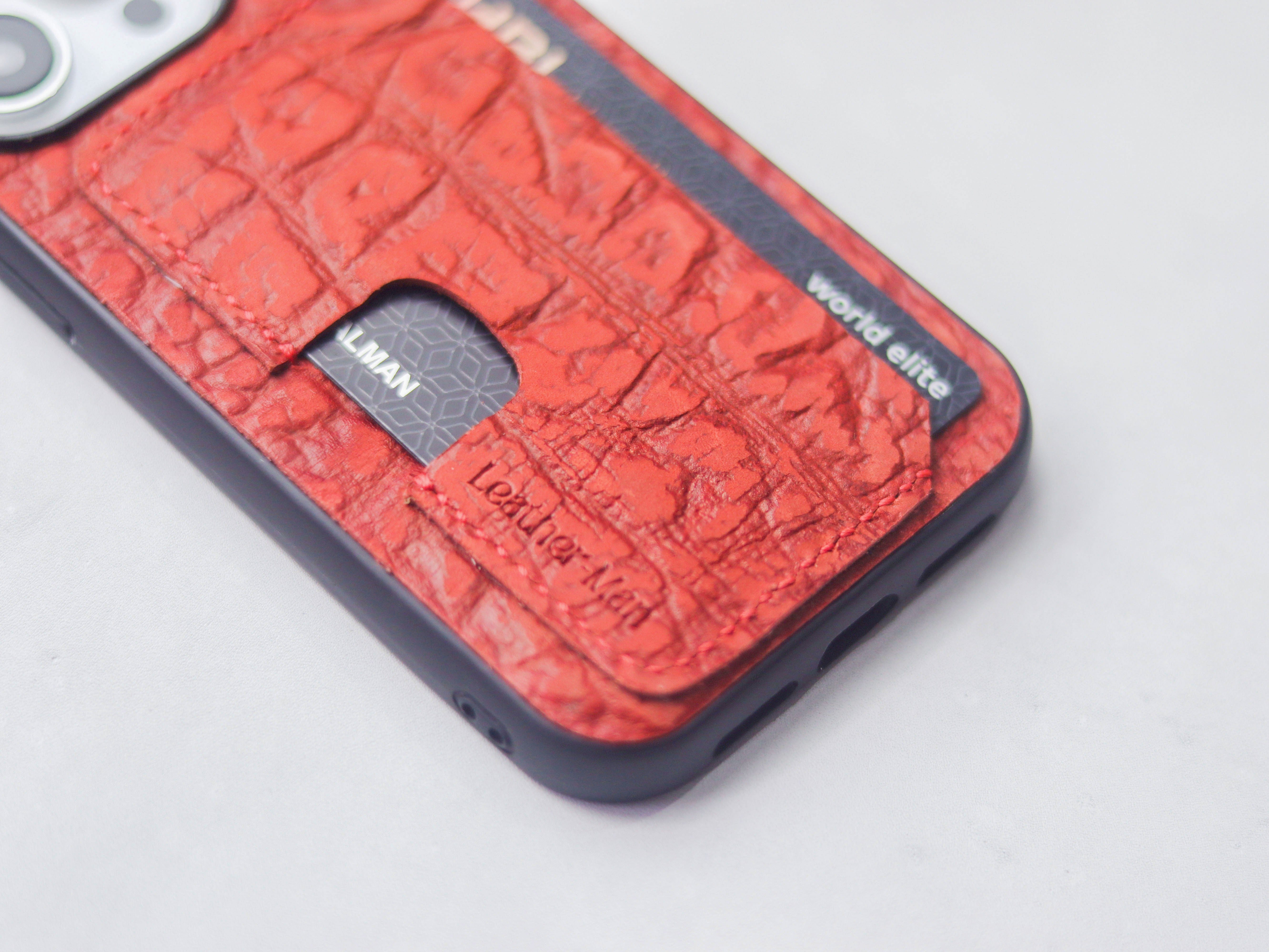 TEXTURED RED LEATHER - WALLET PHONE CASE