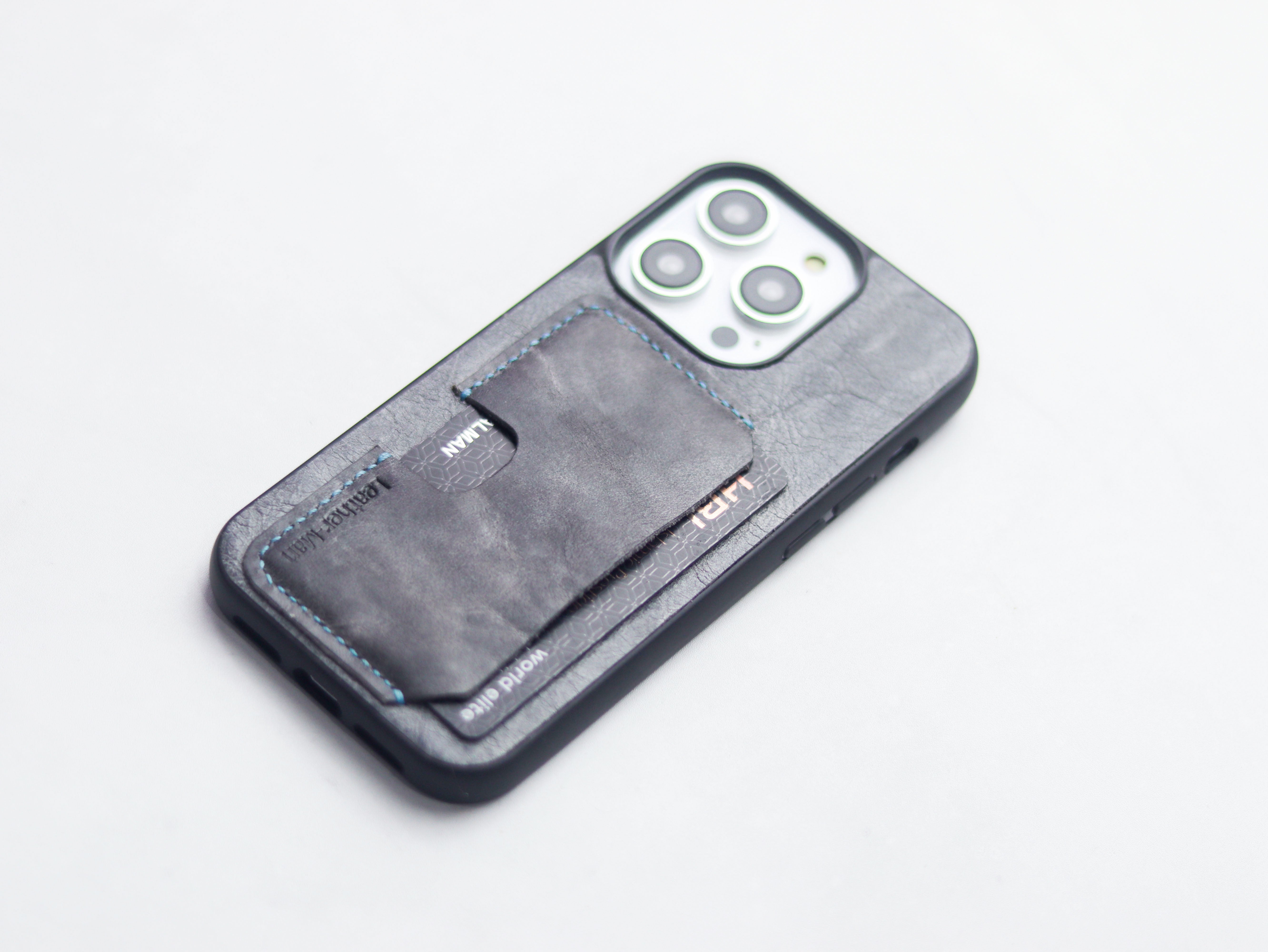 STONE BLUE LEATHER - WALLET PHONE CASE