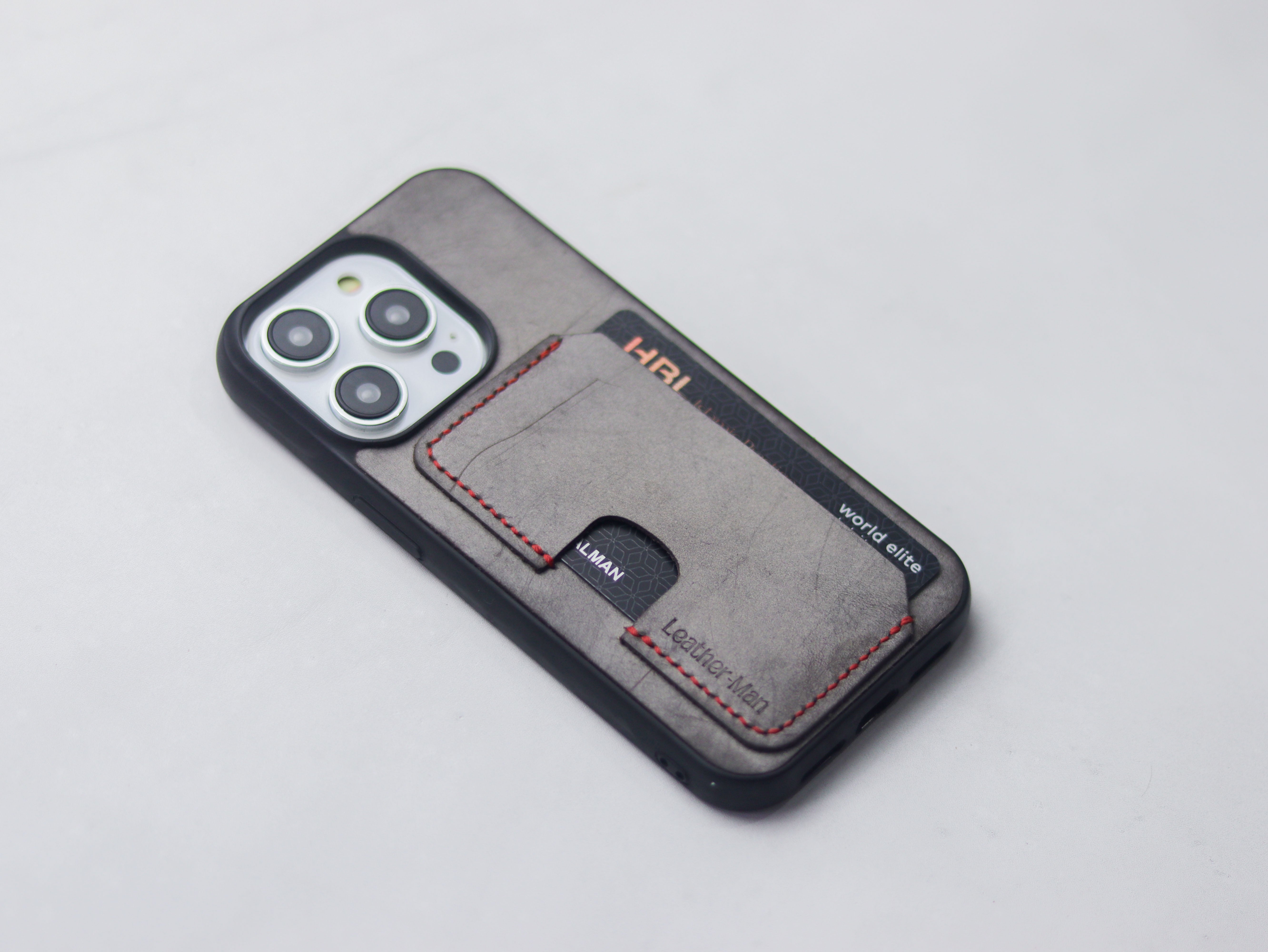 PEWTER GREY LEATHER -  WALLET PHONE CASE