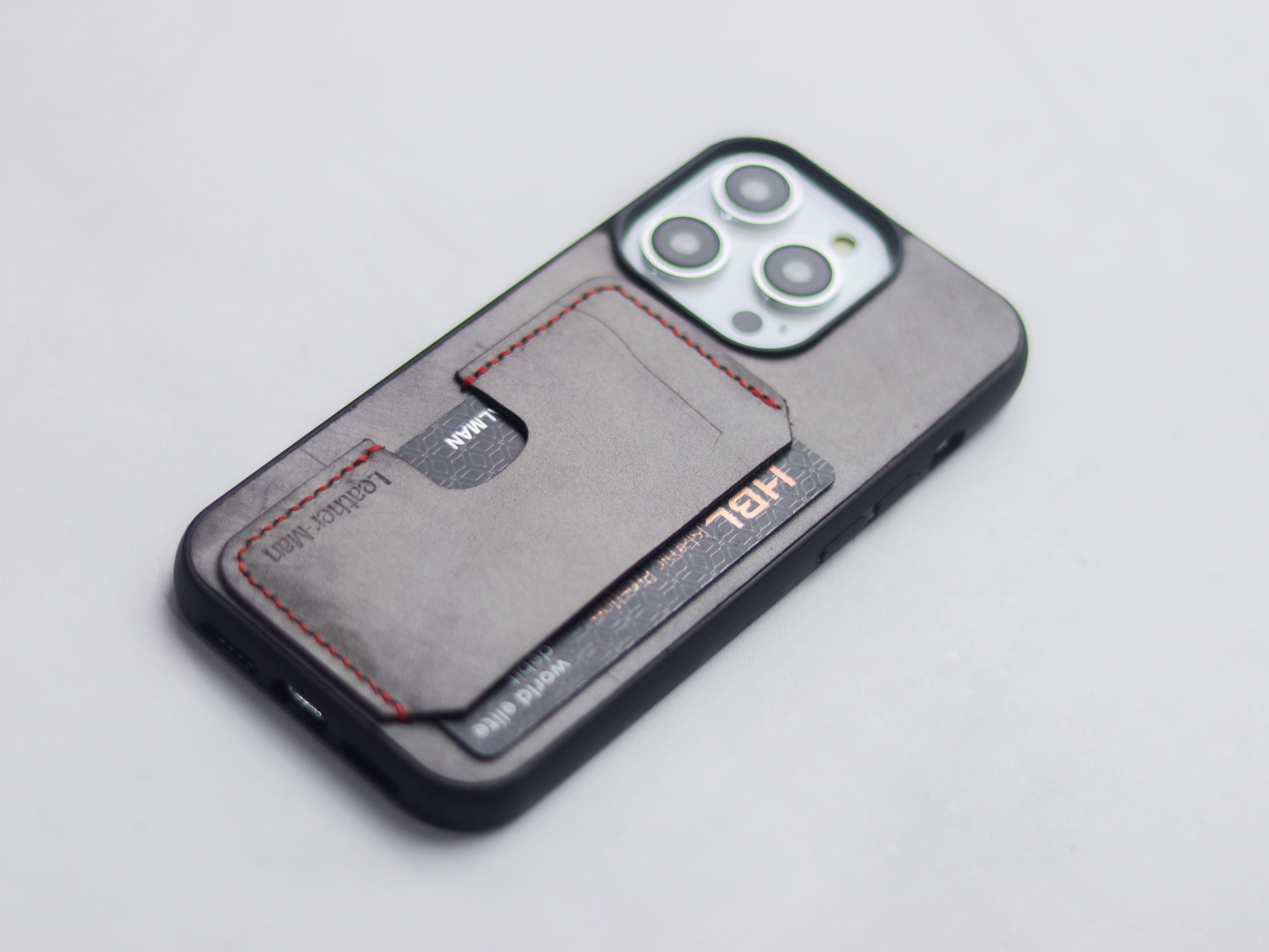 PEWTER GREY LEATHER -  WALLET PHONE CASE