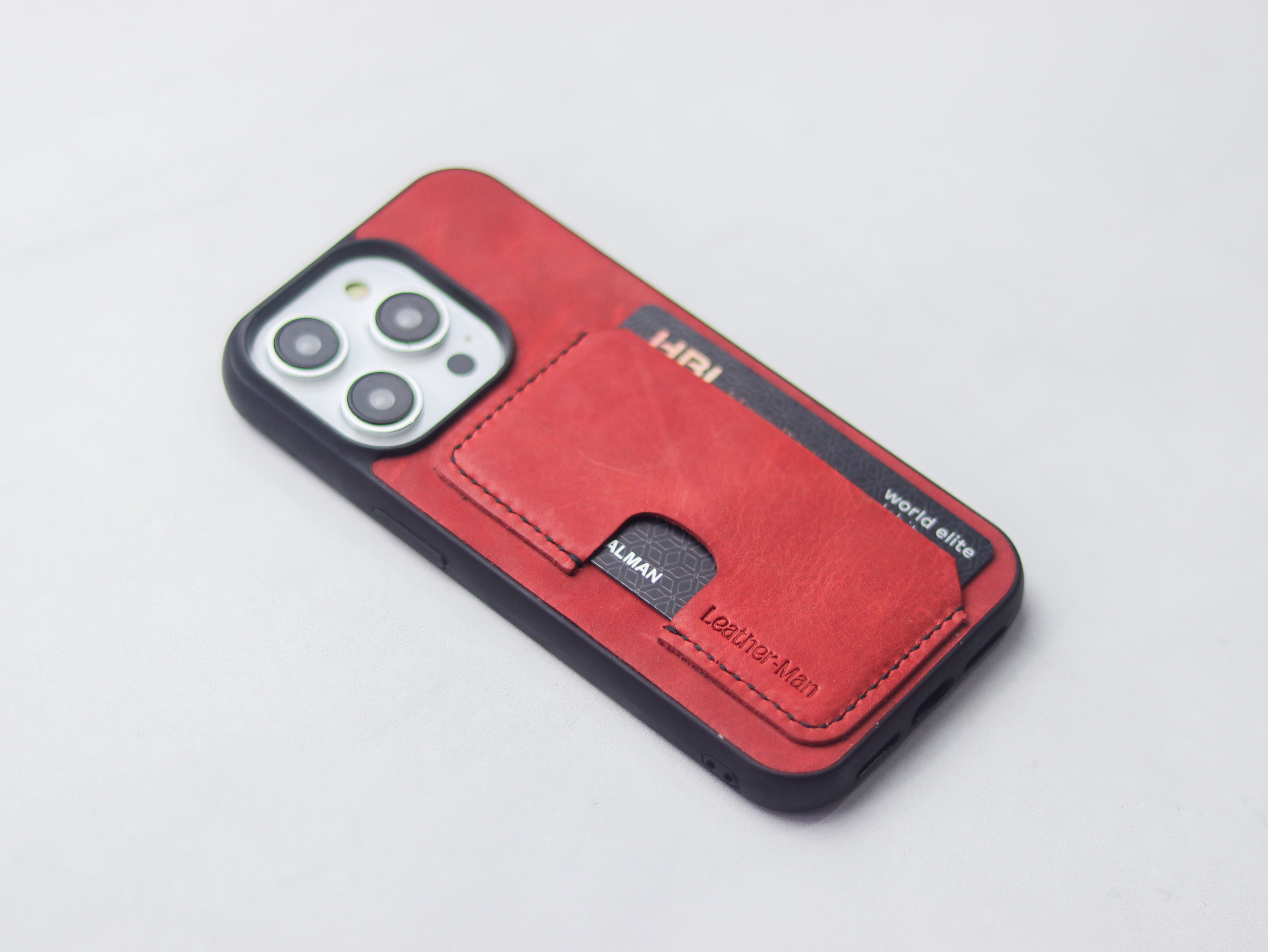 PRISMATIC RED LEATHER - WALLET PHONE CASE
