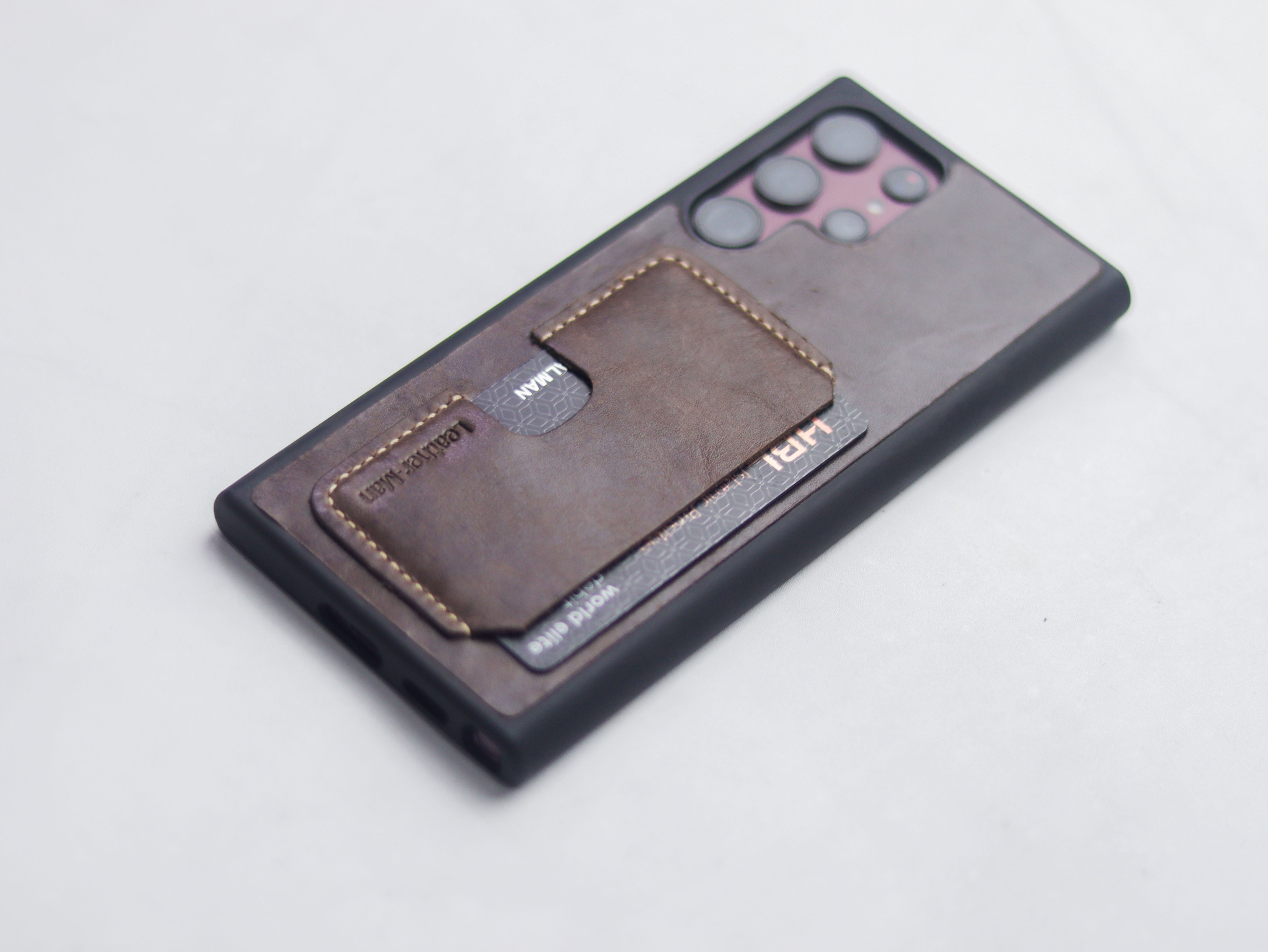 WALNUT RBOWN LEATHER WALLET PHONE CASE