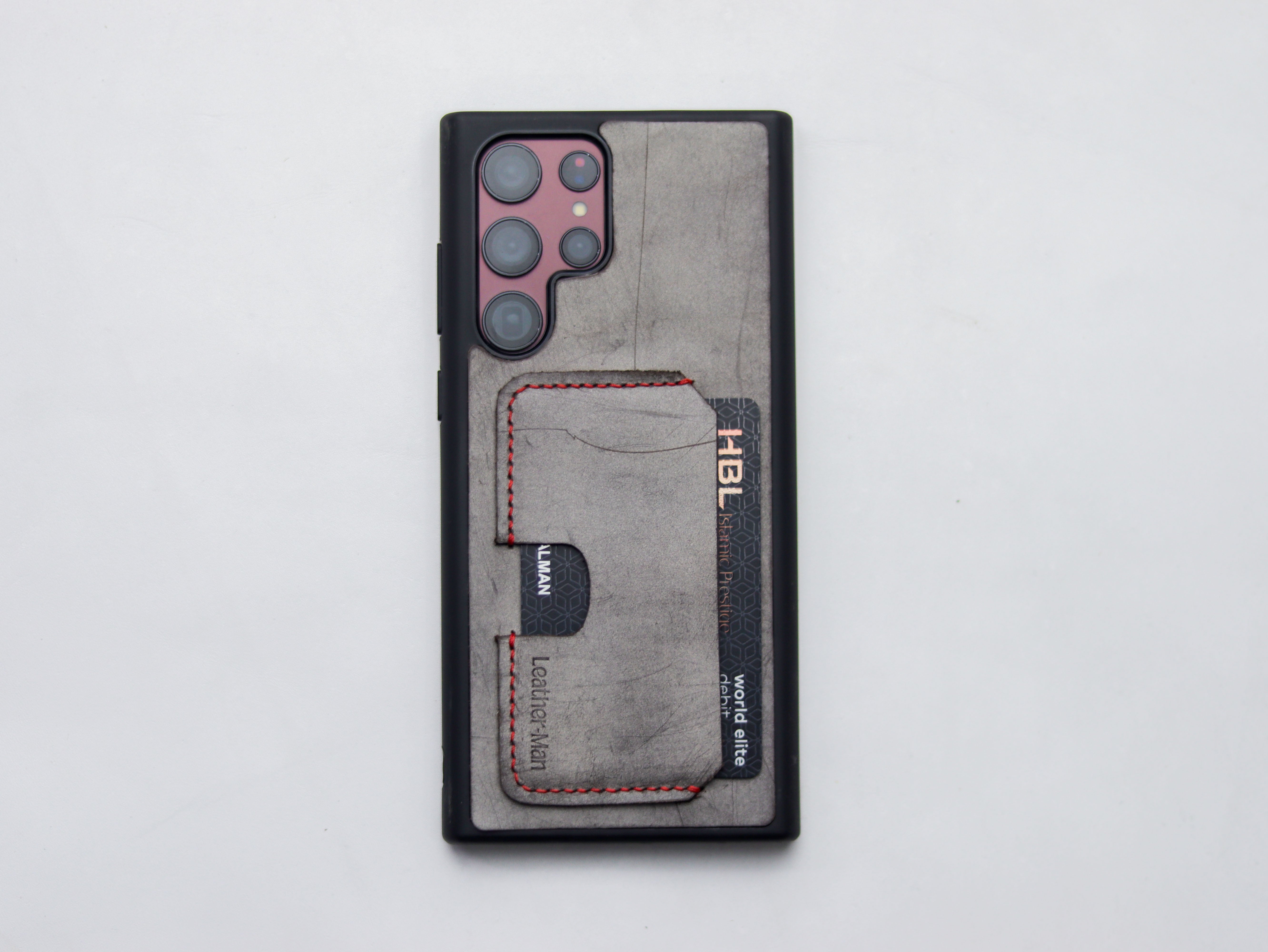 PEWTER GREY LEATHER WALLET PHONE CASE