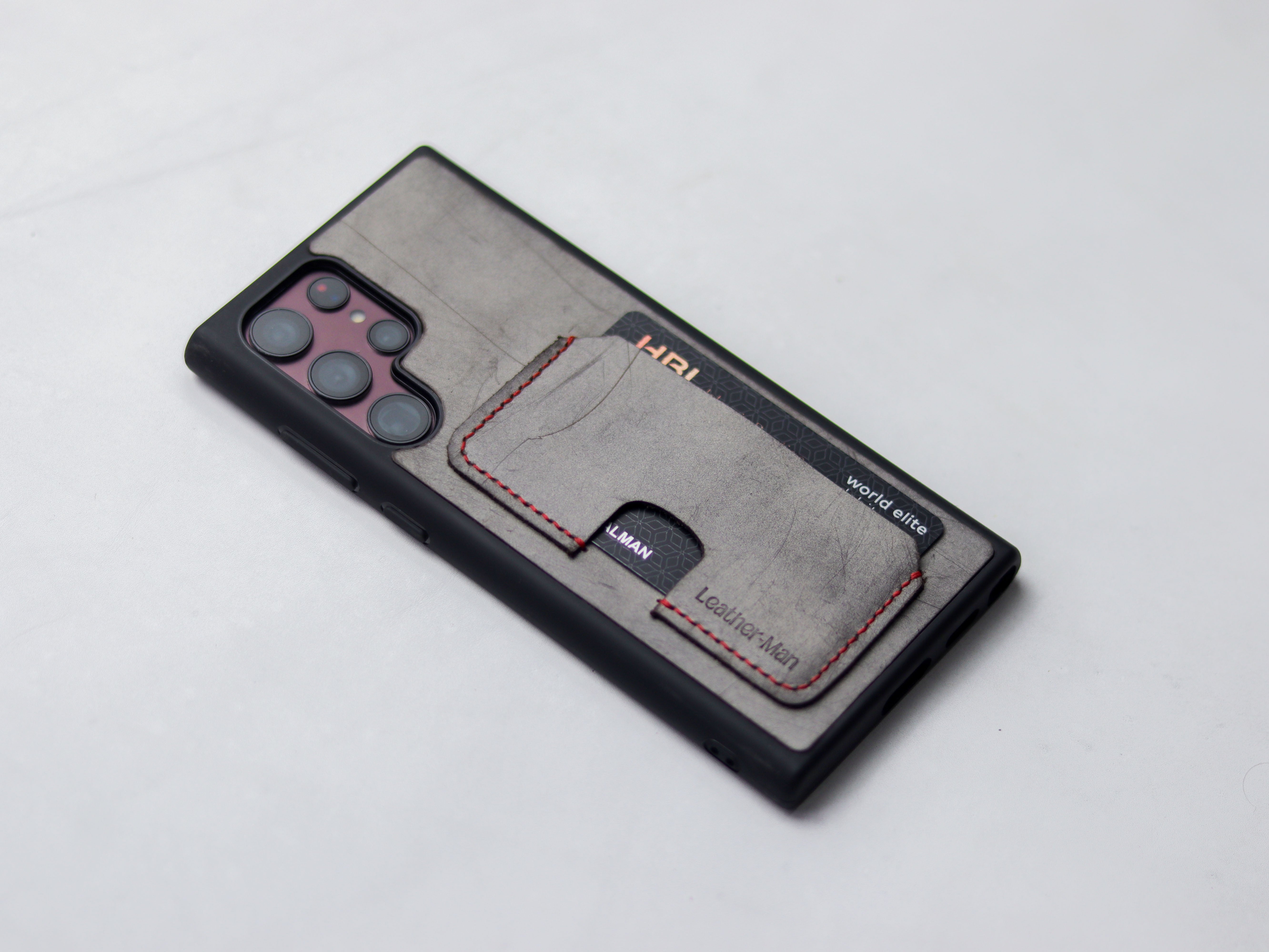 PEWTER GREY LEATHER WALLET PHONE CASE