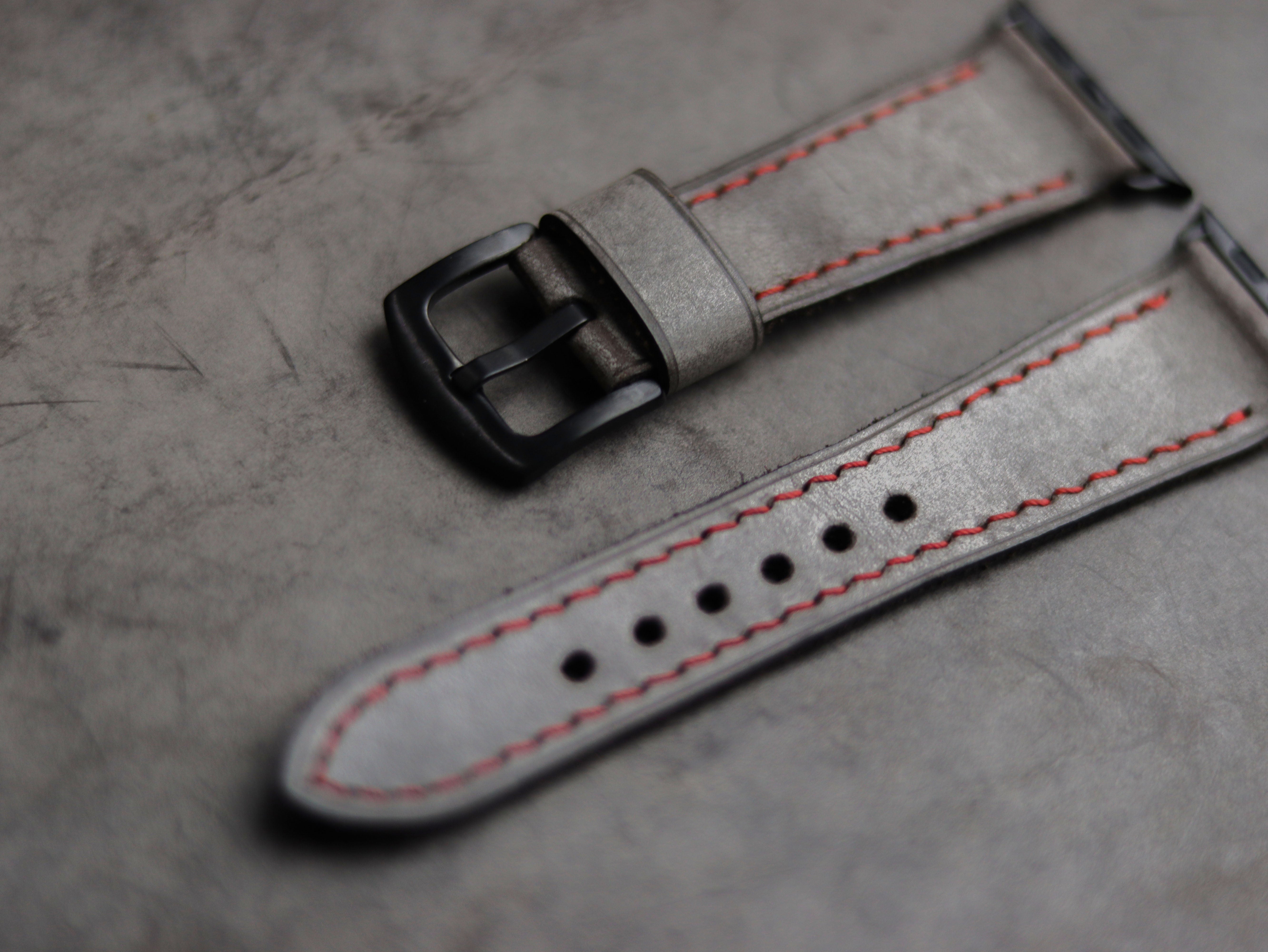 PEWTER GREY LEATHER - APPLE WATCH STRAPS HAND-CRAFTED