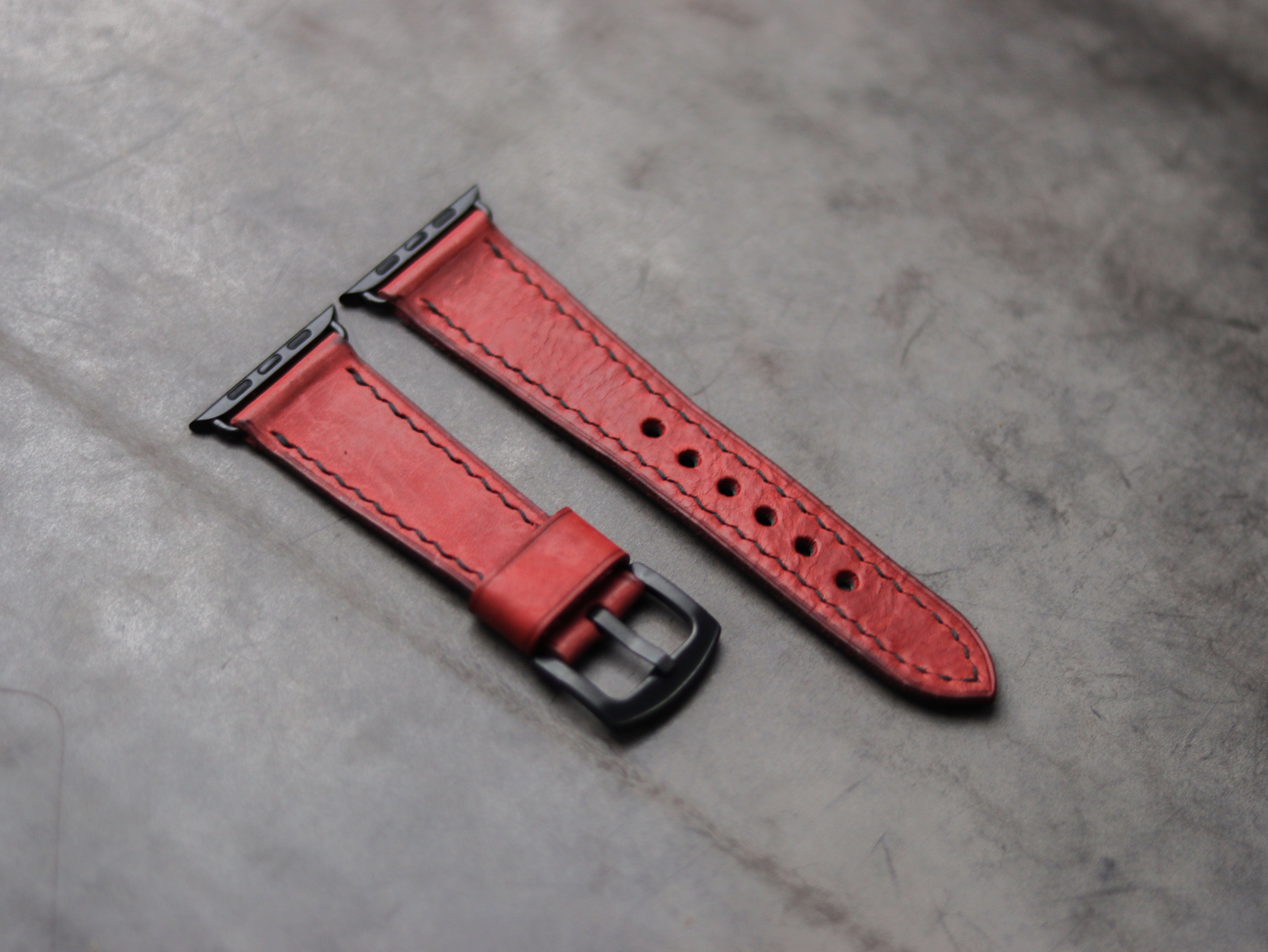 PRISMATIC RED LEATHER - APPLE WATCH STRAPS HAND-CRAFTED