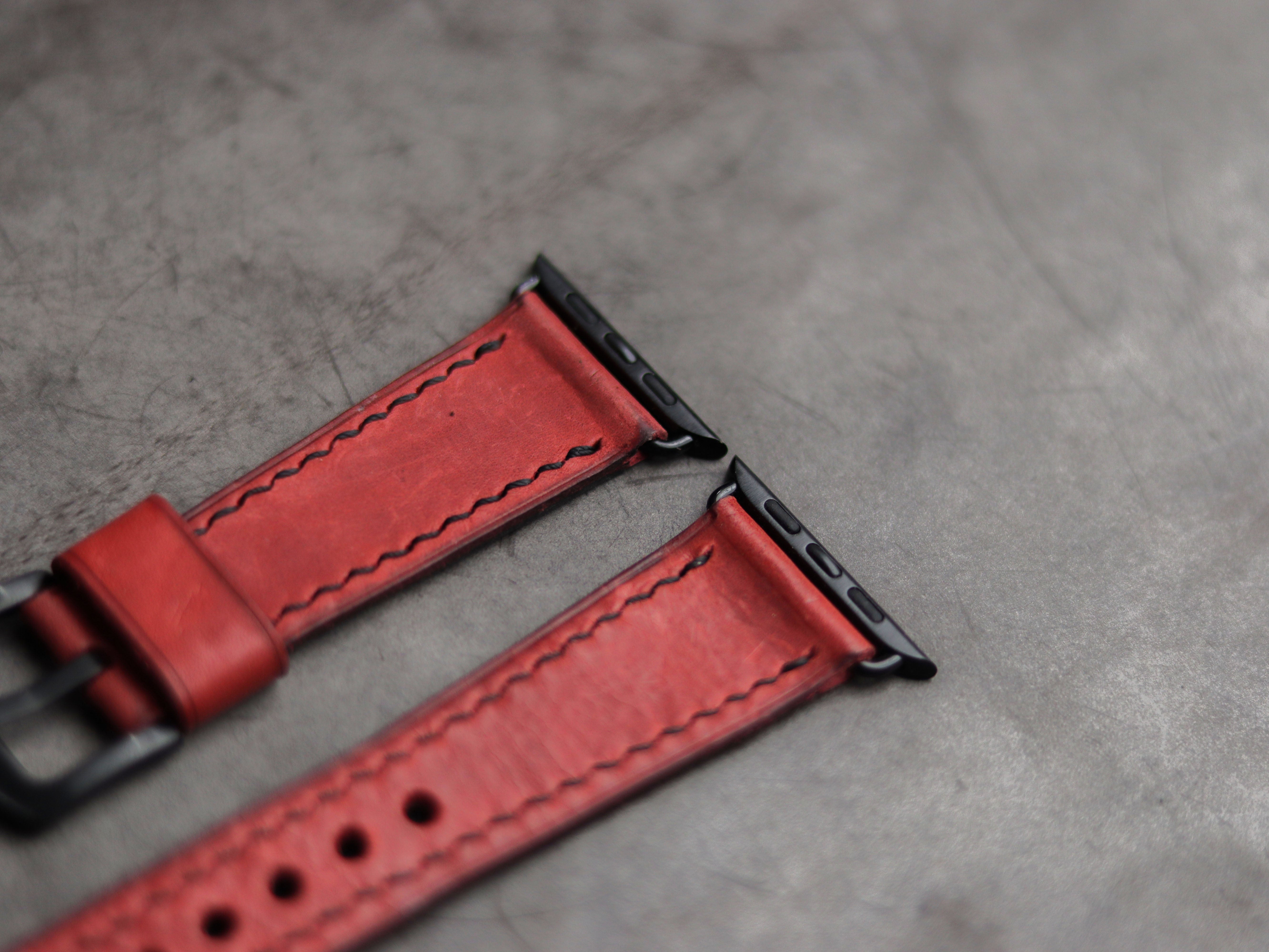 PRISMATIC RED LEATHER - APPLE WATCH STRAPS HAND-CRAFTED