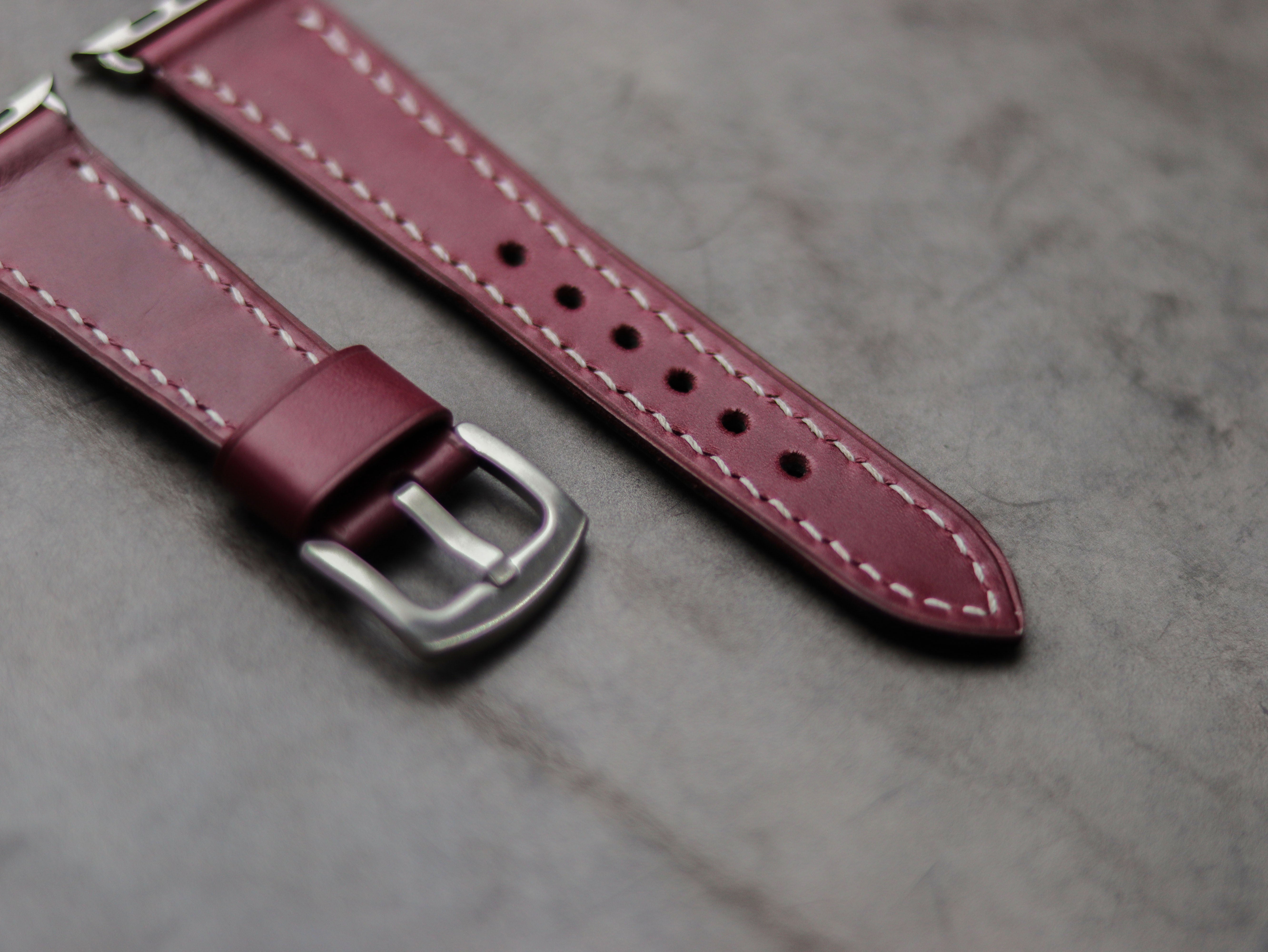 CARMINE BURGUNDY LEATHER - APPLE WATCH STRAPS HAND-CRAFTED