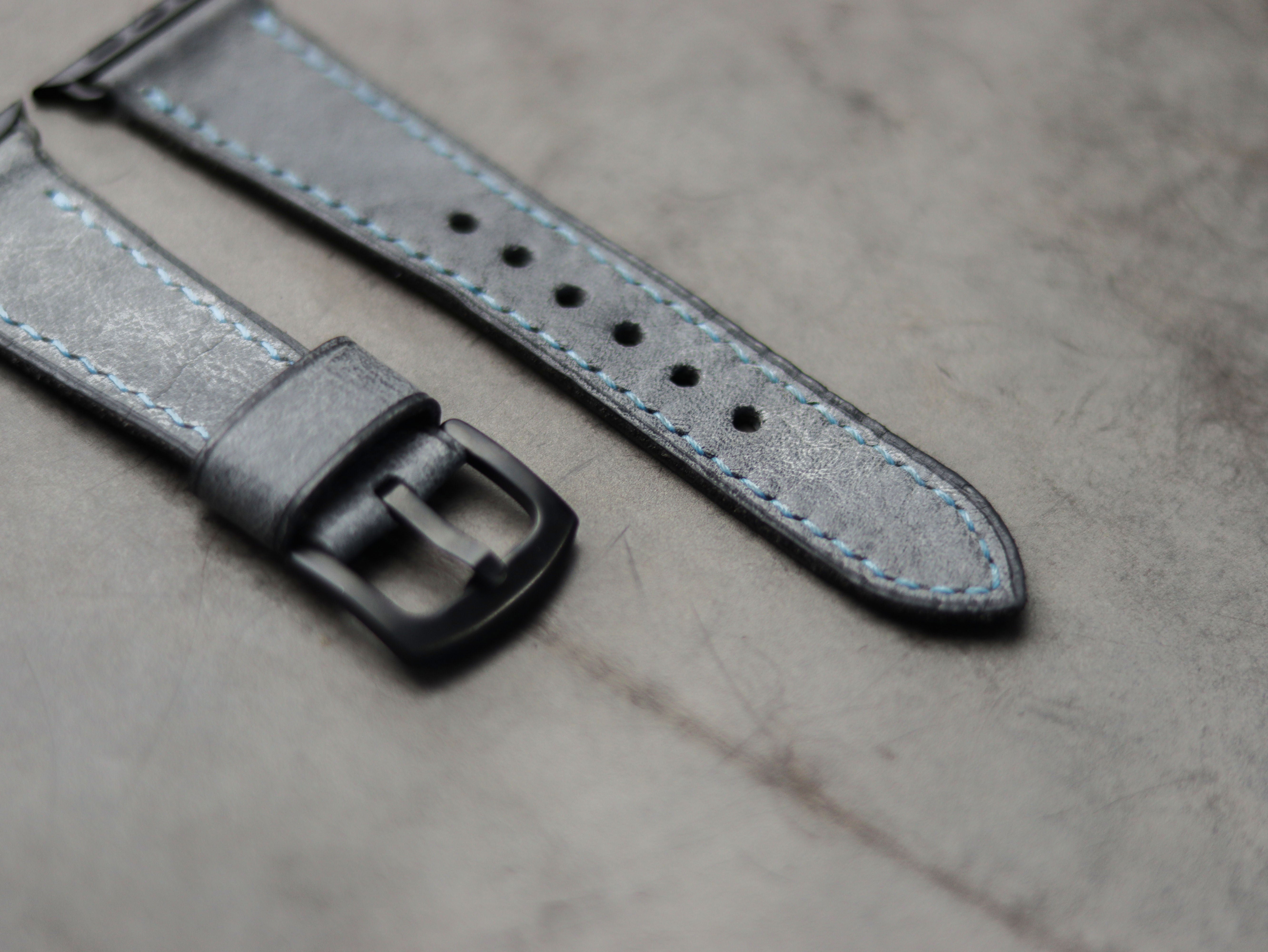 STONE BLUE LEATHER - APPLE WATCH STRAPS HAND-CRAFTED