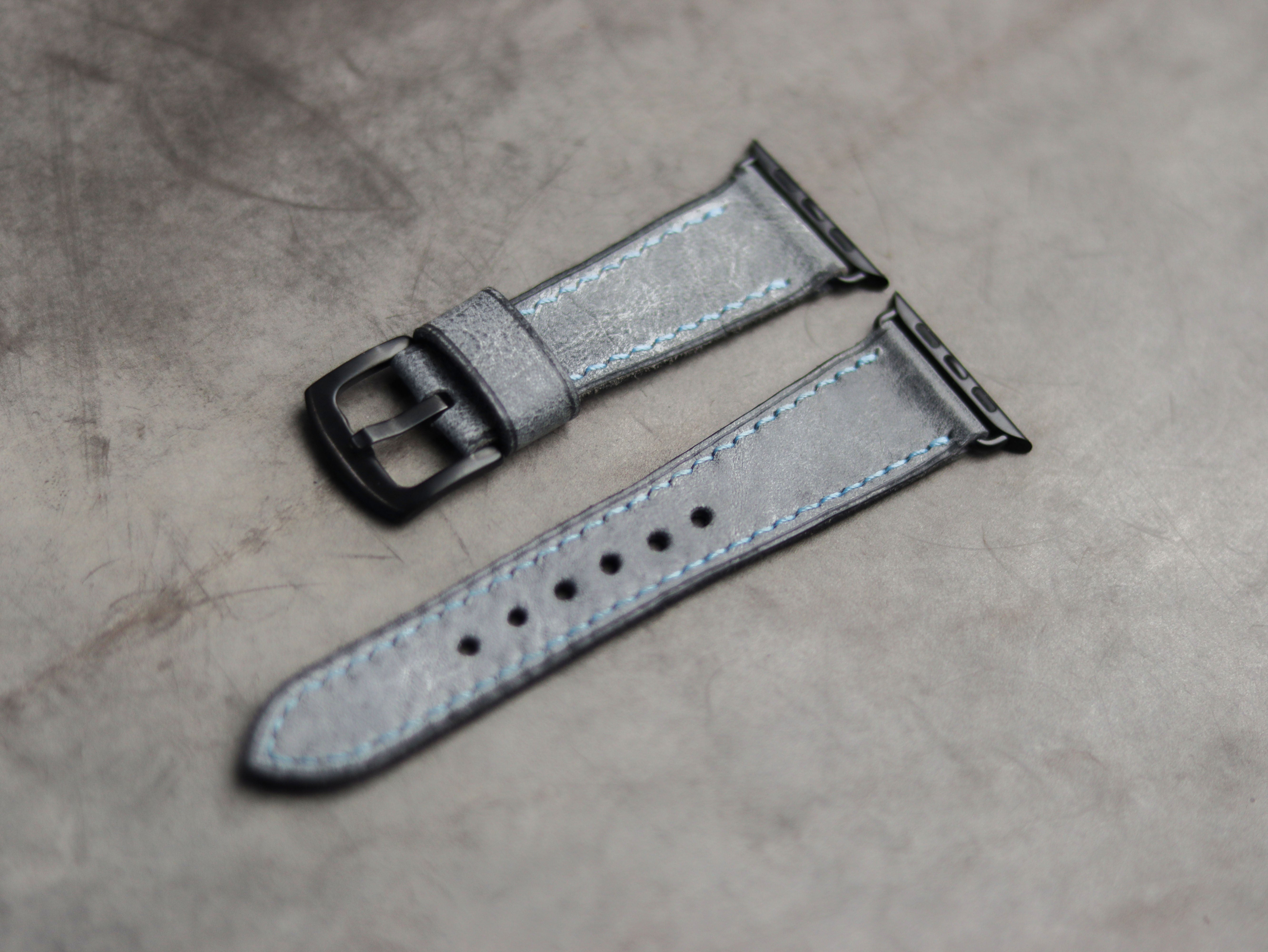 STONE BLUE LEATHER - APPLE WATCH STRAPS HAND-CRAFTED