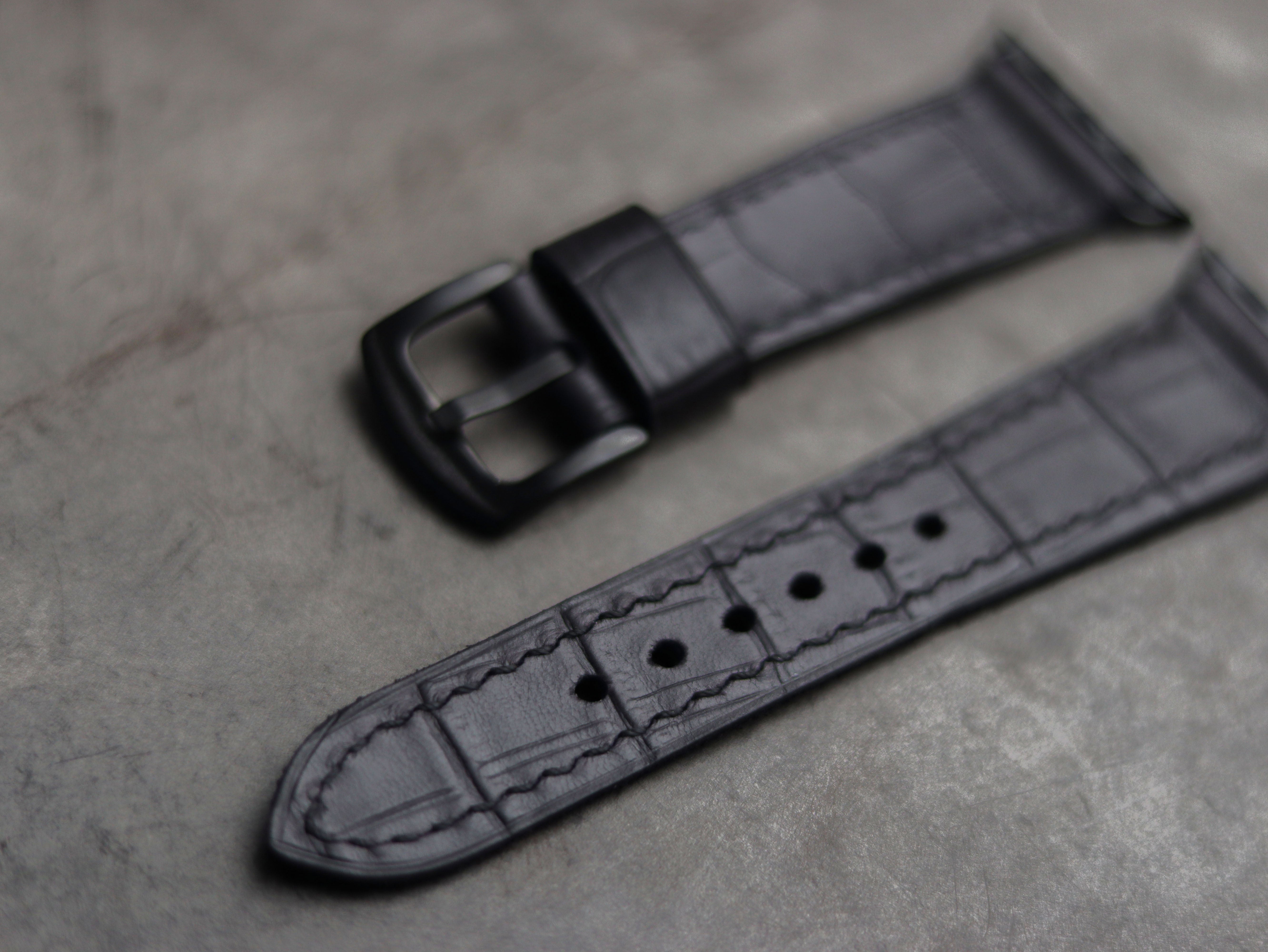 BLACK CROCO LEATHER - APPLE WATCH STRAPS HAND-CRAFTED