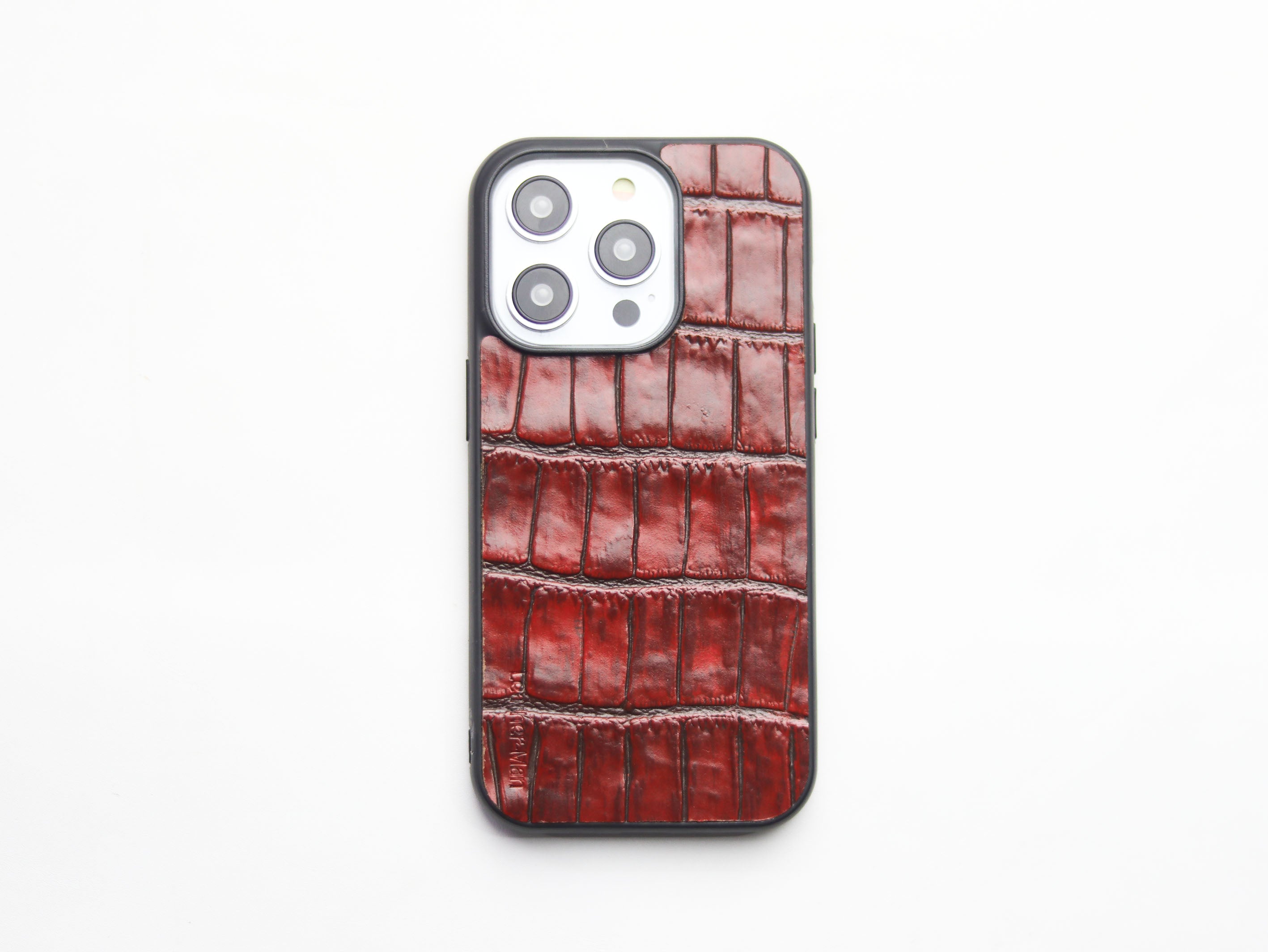 BURGUNDY CROCO LEATHER (LARGE SCALE) - CLASSIC PHONE CASE