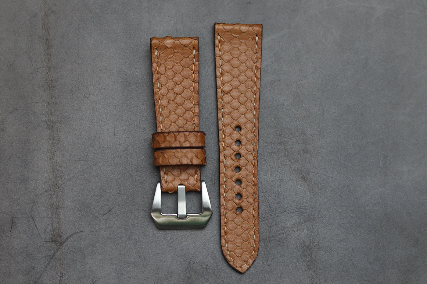 ALMOND BROWN SNAKE SKIN FULL STITCHED