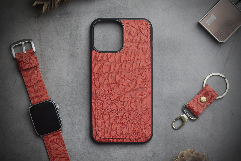 RED TEXTURED WALLET PHONE CASE