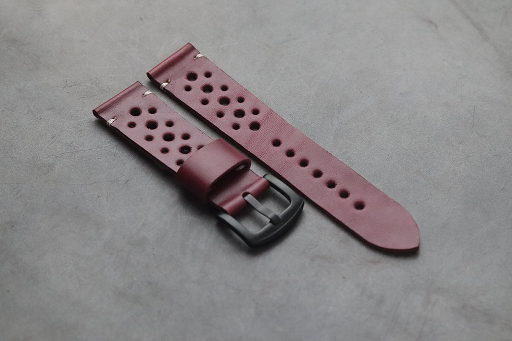 CARMINE BURGUNDY HAND-CRAFTED LEATHER WATCH STRAPS