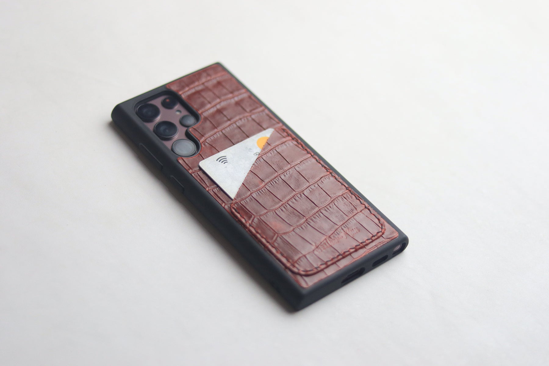 BURGUNDY CROCO WALLET PHONE CASE