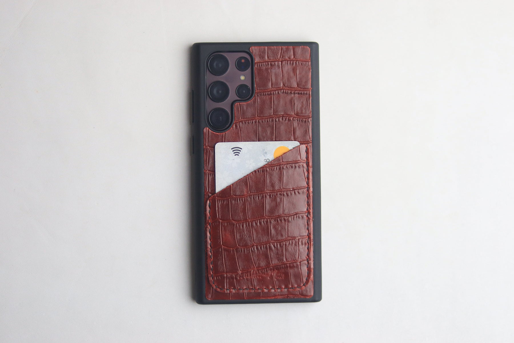 BURGUNDY CROCO WALLET PHONE CASE